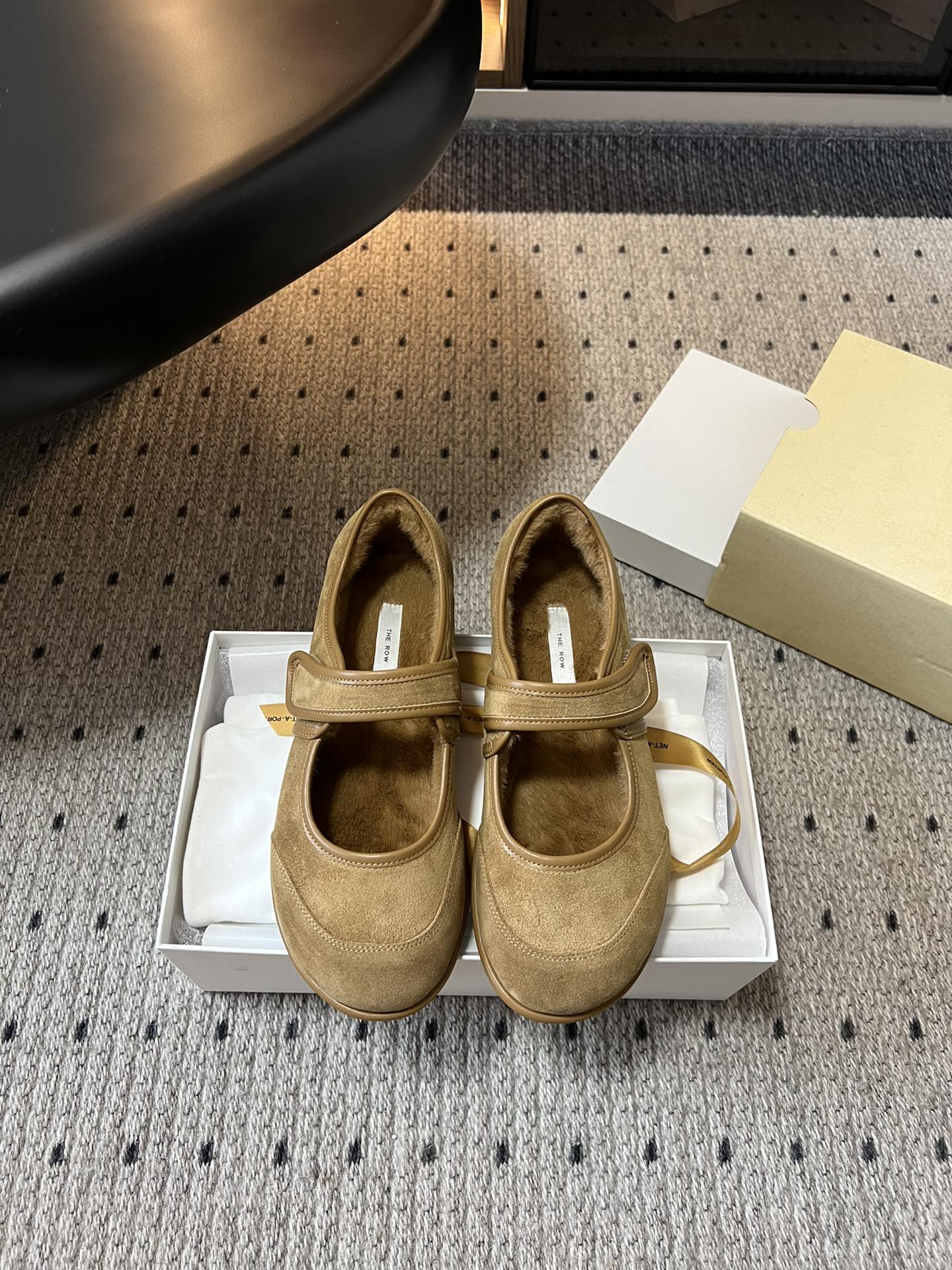 The Row 2025 Ballet Flat Tan Suede Wool 561593