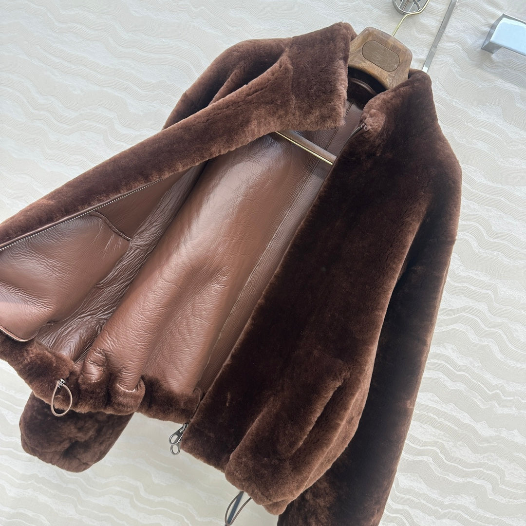 LP 25 Bomber Jacket Rich Brown Shearling Leather 314256
