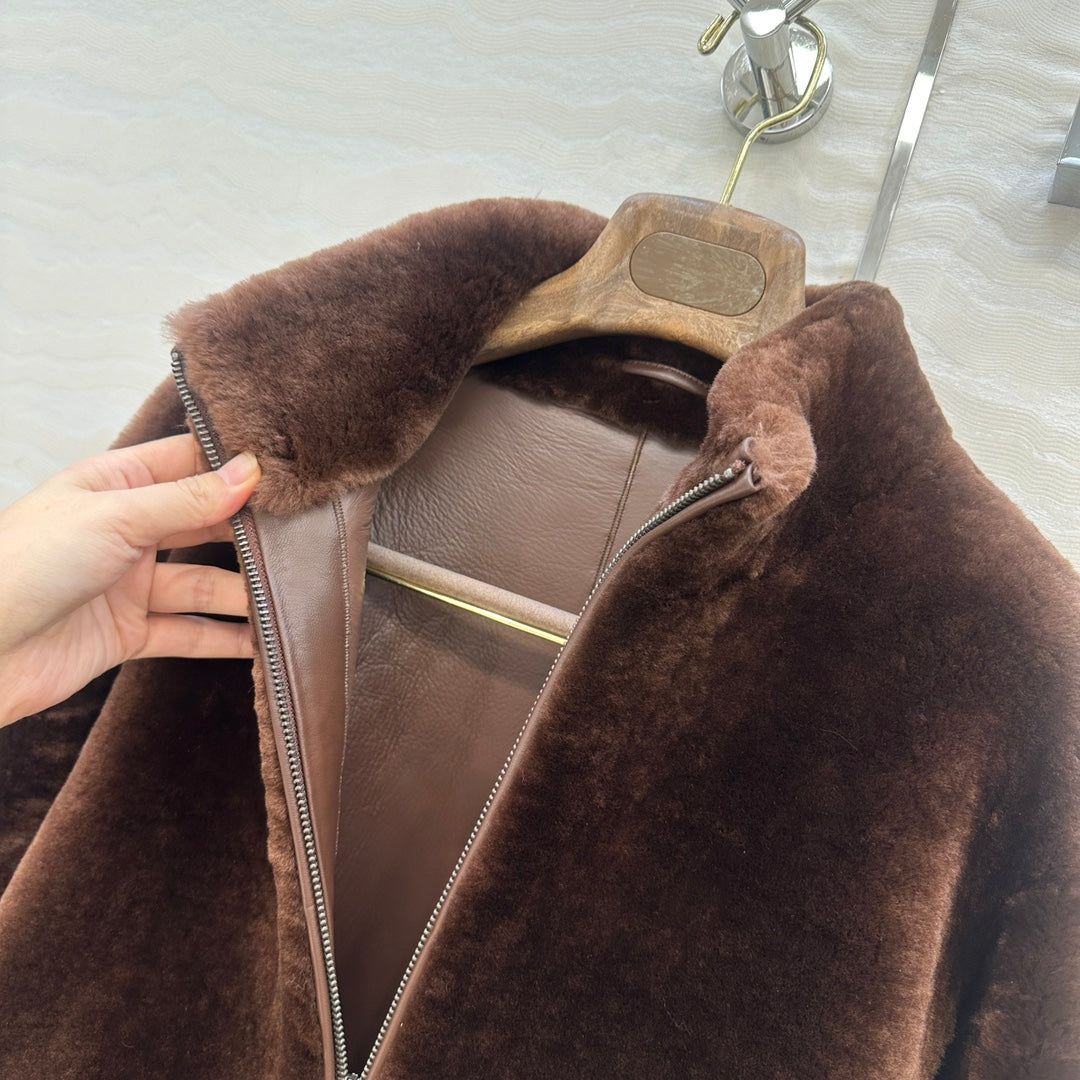 LP 25 Bomber Jacket Rich Brown Shearling Leather 314256