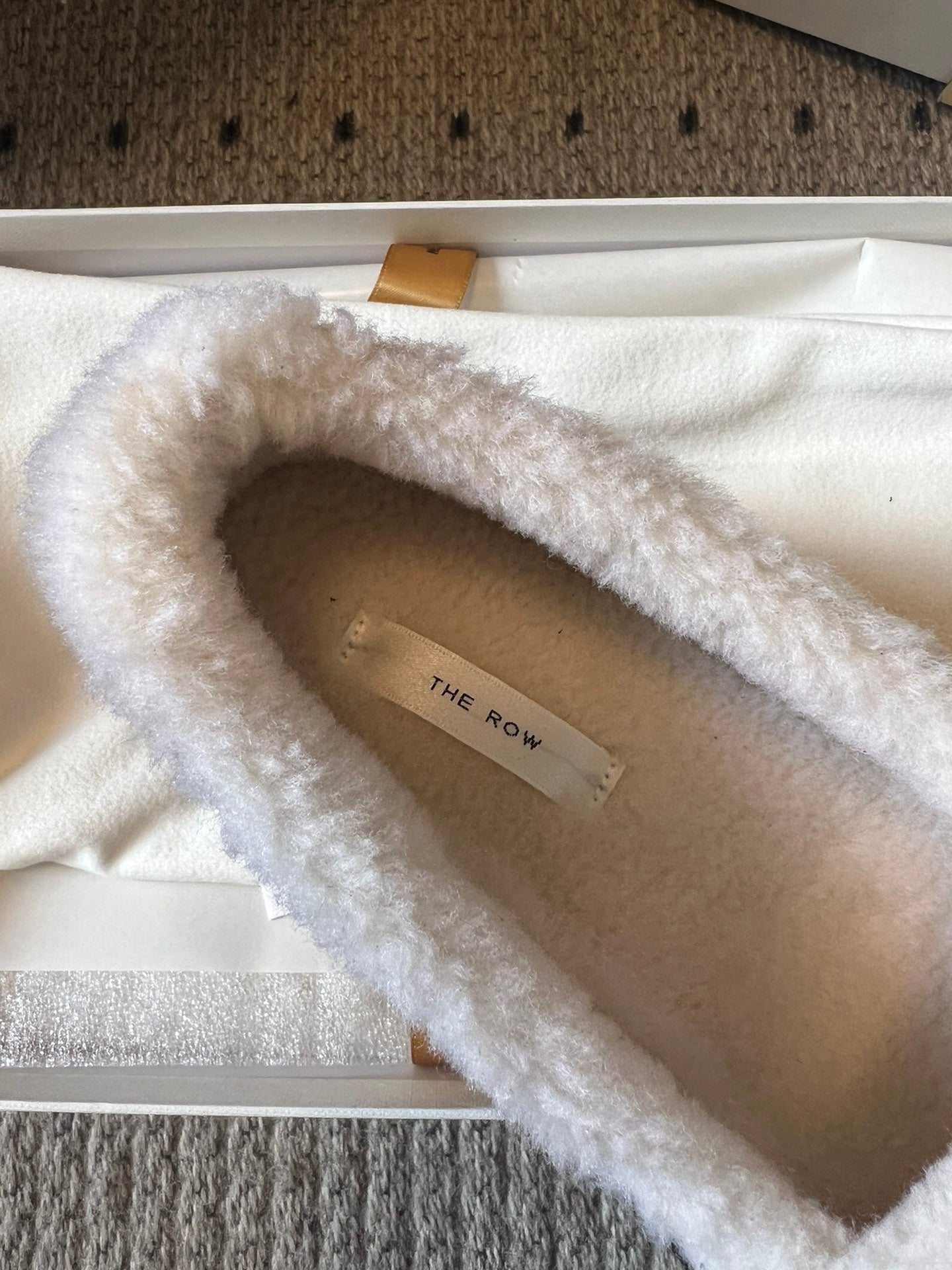 The Row 2025 Shearling Loafer Black White Suede Wool 561601