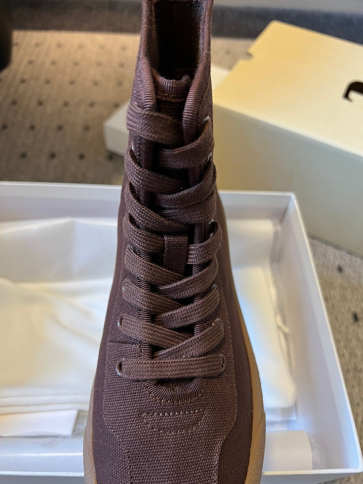 The Row 2025 High Sneaker Brown Canvas 561615