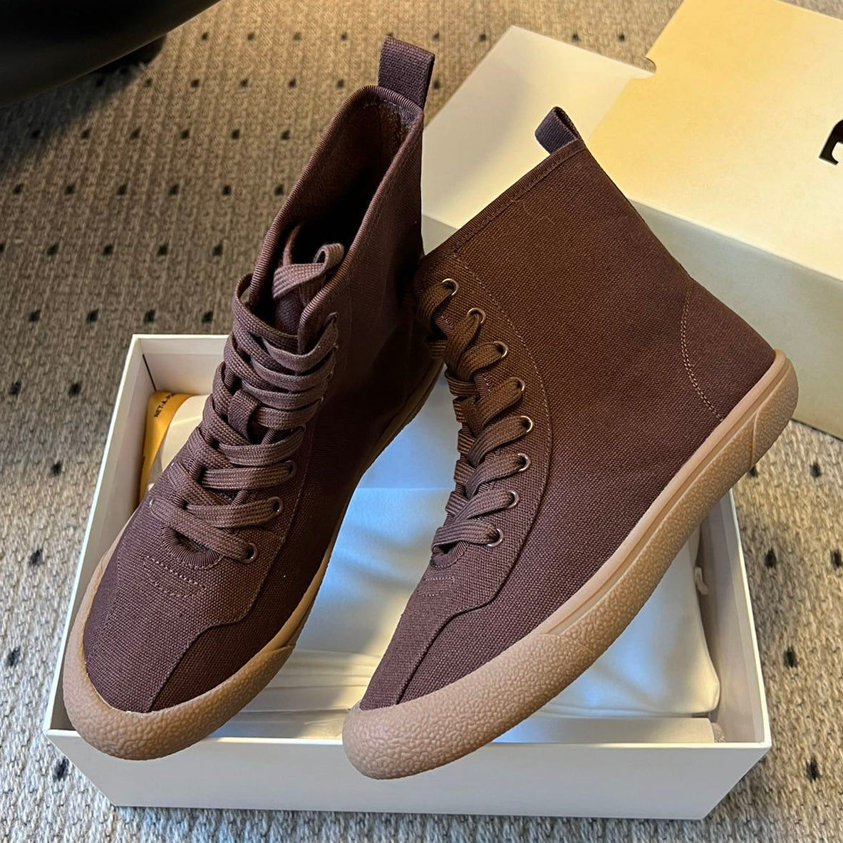 The Row 2025 High Sneaker Brown Canvas 561615