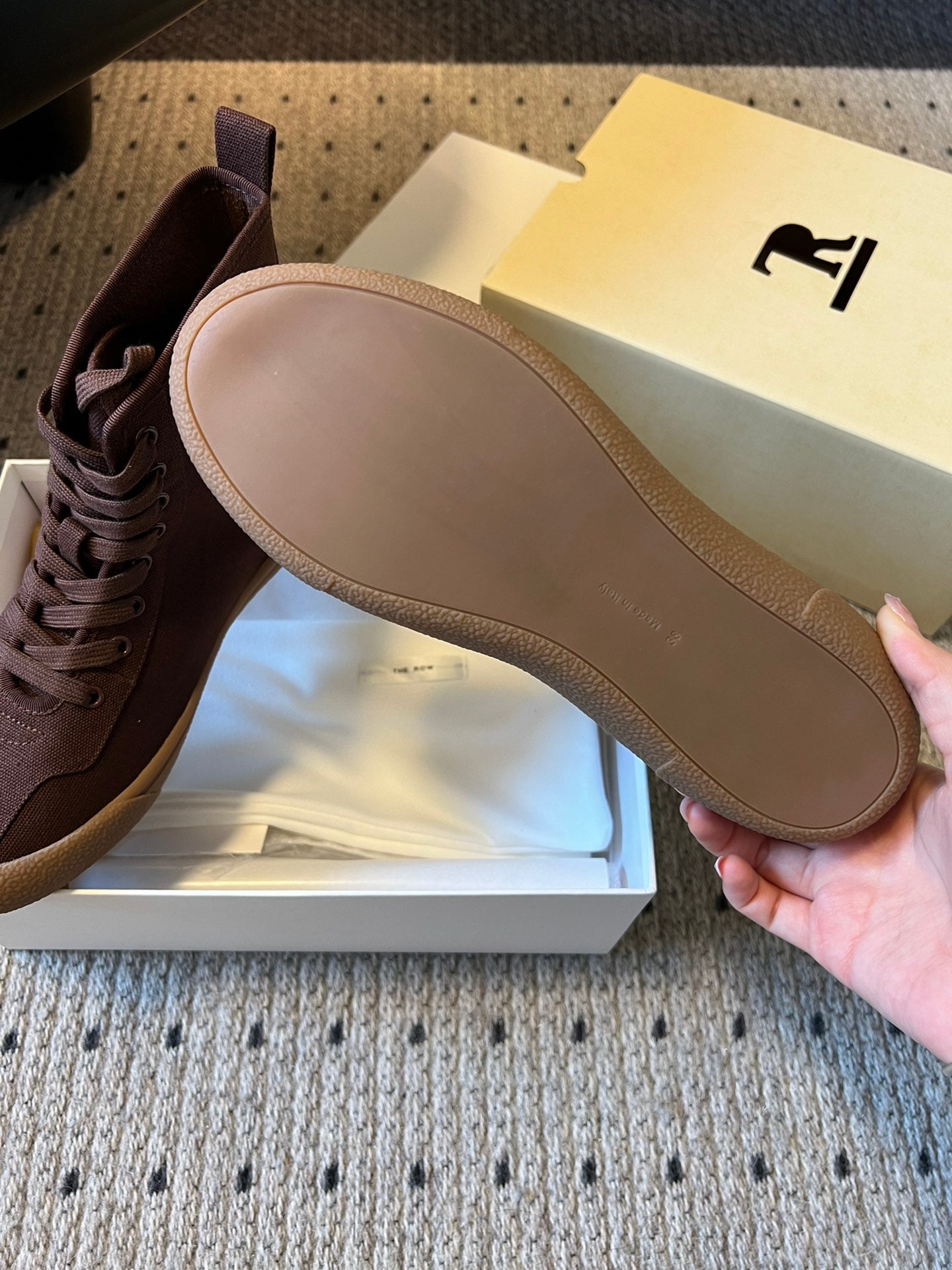 The Row 2025 High Sneaker Brown Canvas 561615