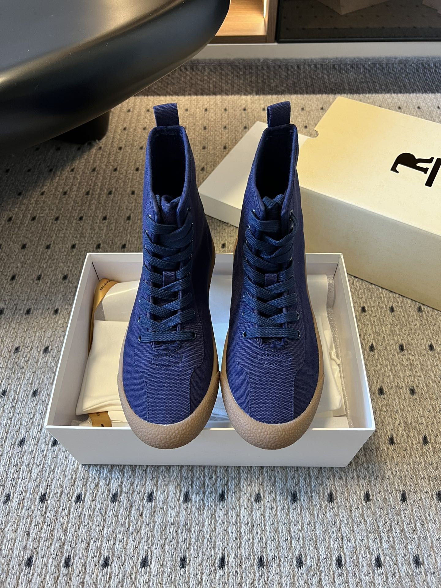 The Row 2025 High Sneaker Blue Canvas 561614