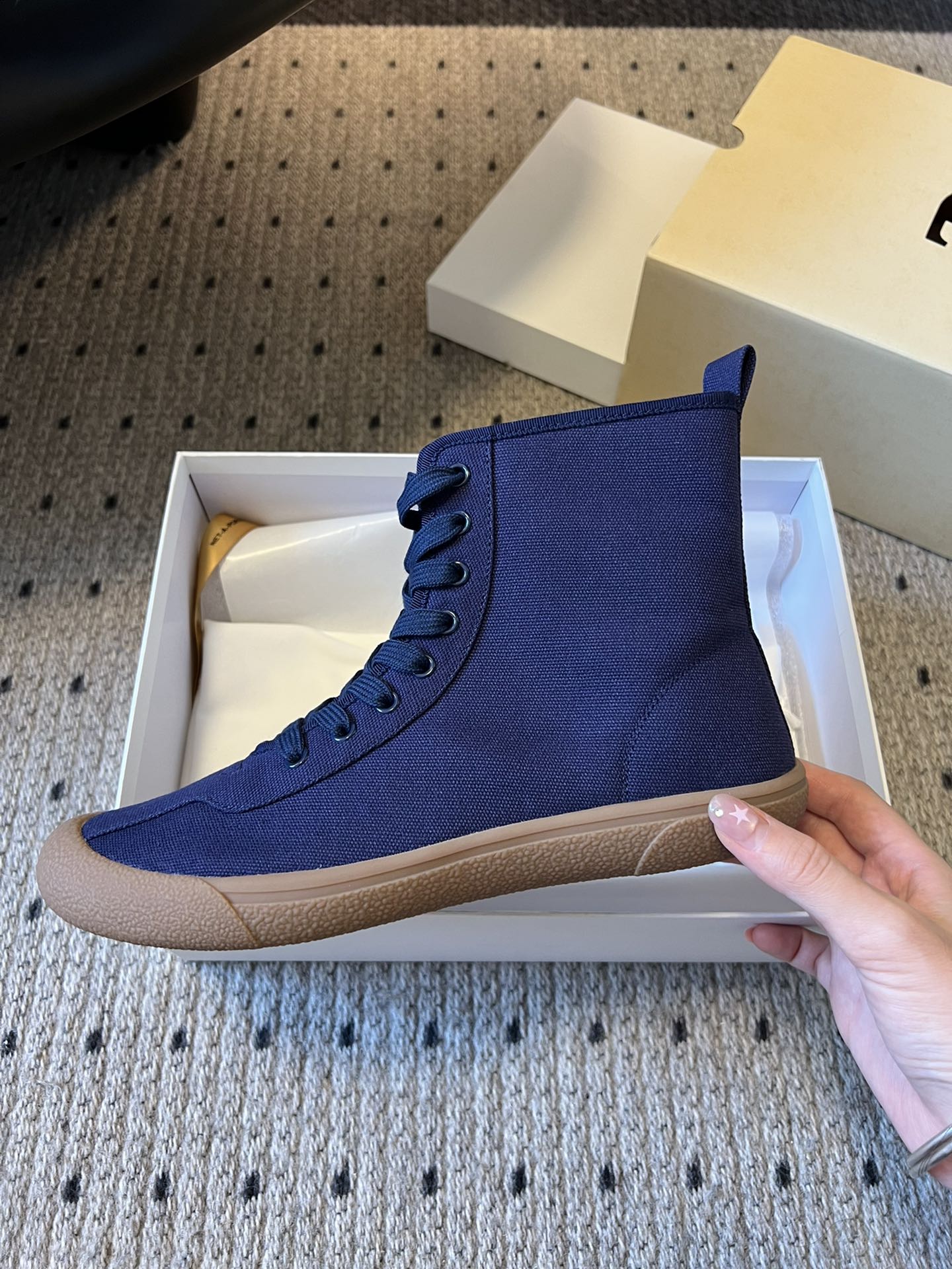 The Row 2025 High Sneaker Blue Canvas 561614