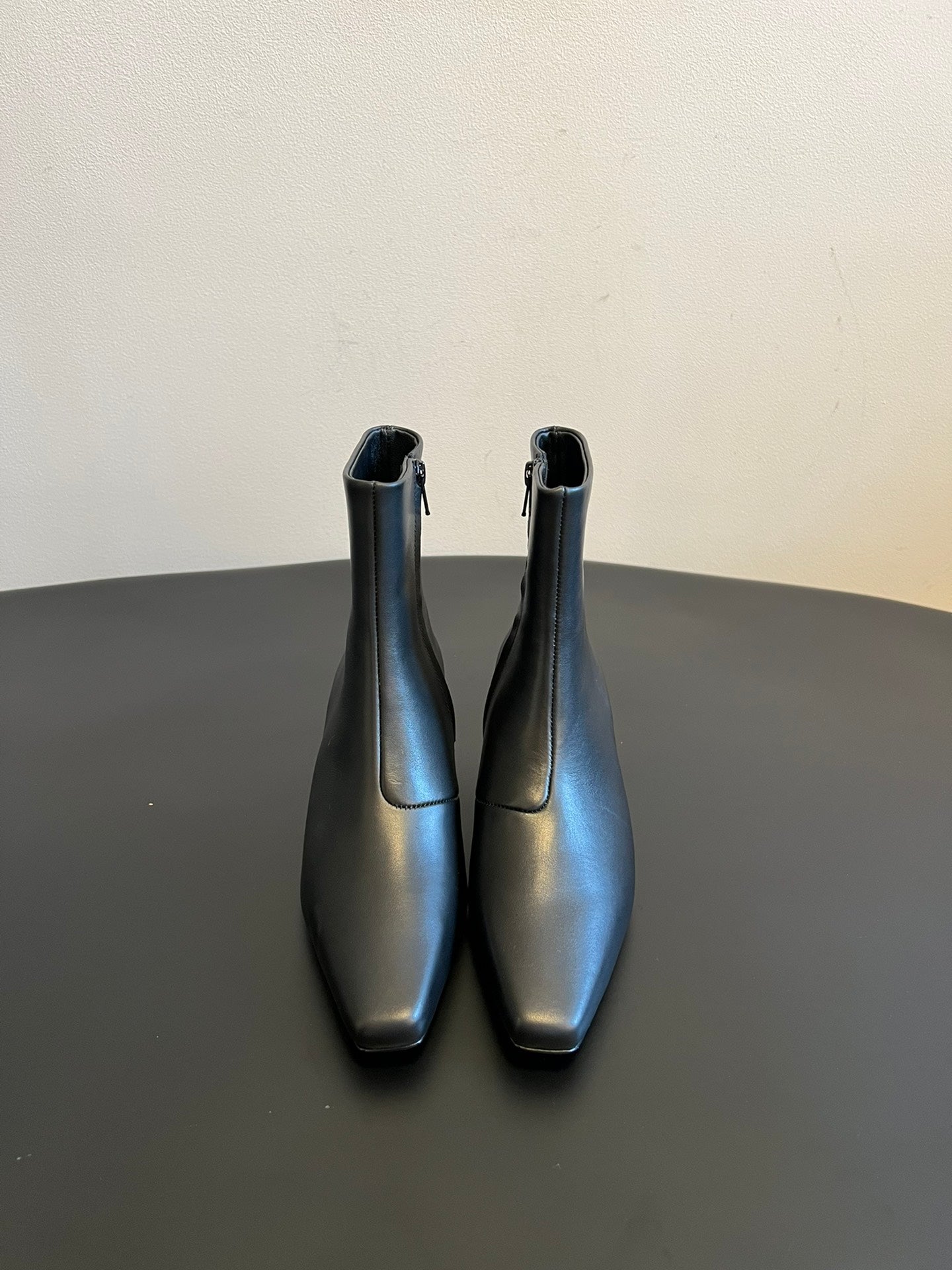 The Row 2025 Heel Leather Ankle Boot Black Calfskin 561612