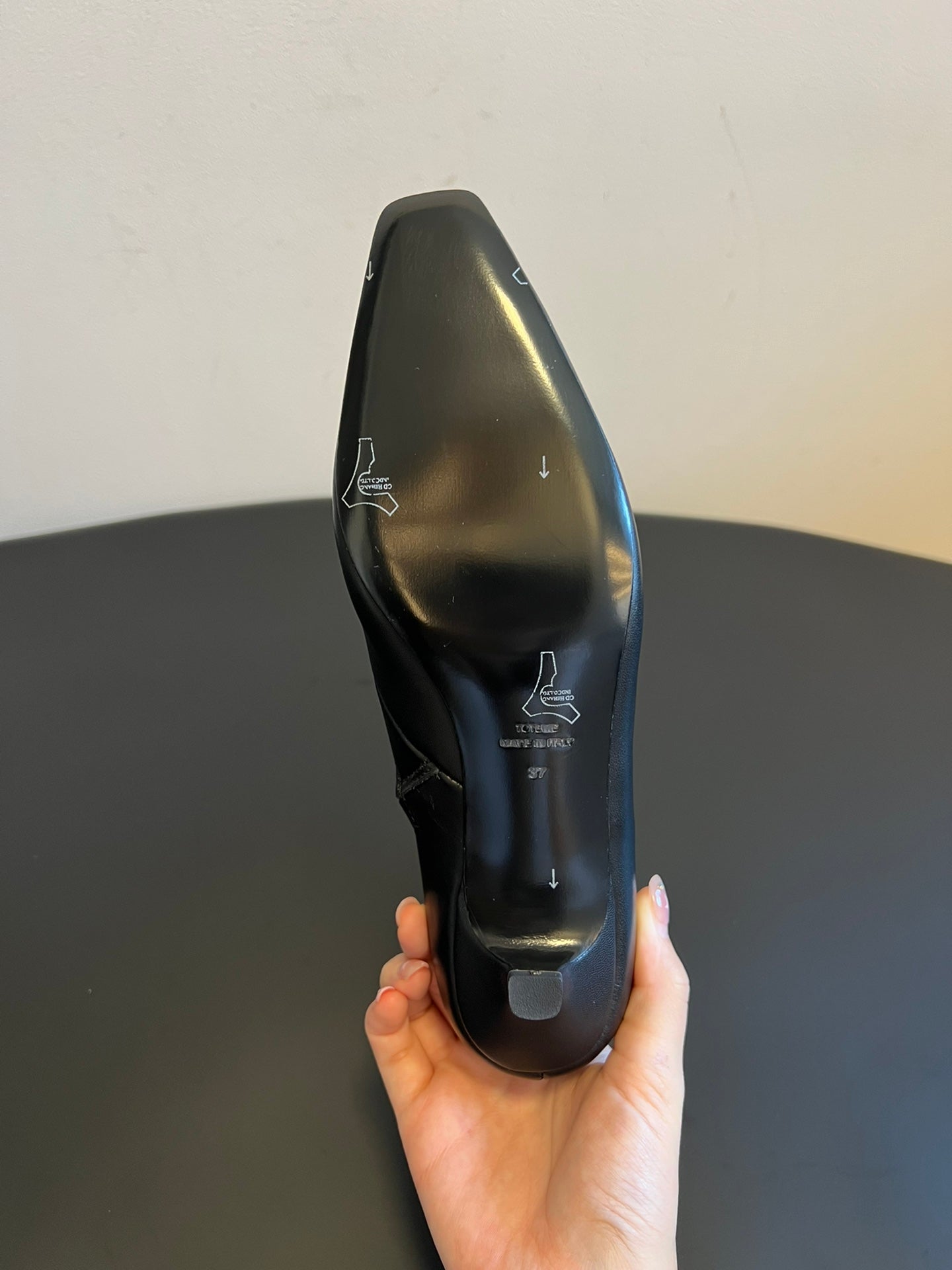 The Row 2025 Heel Leather Ankle Boot Black Calfskin 561612