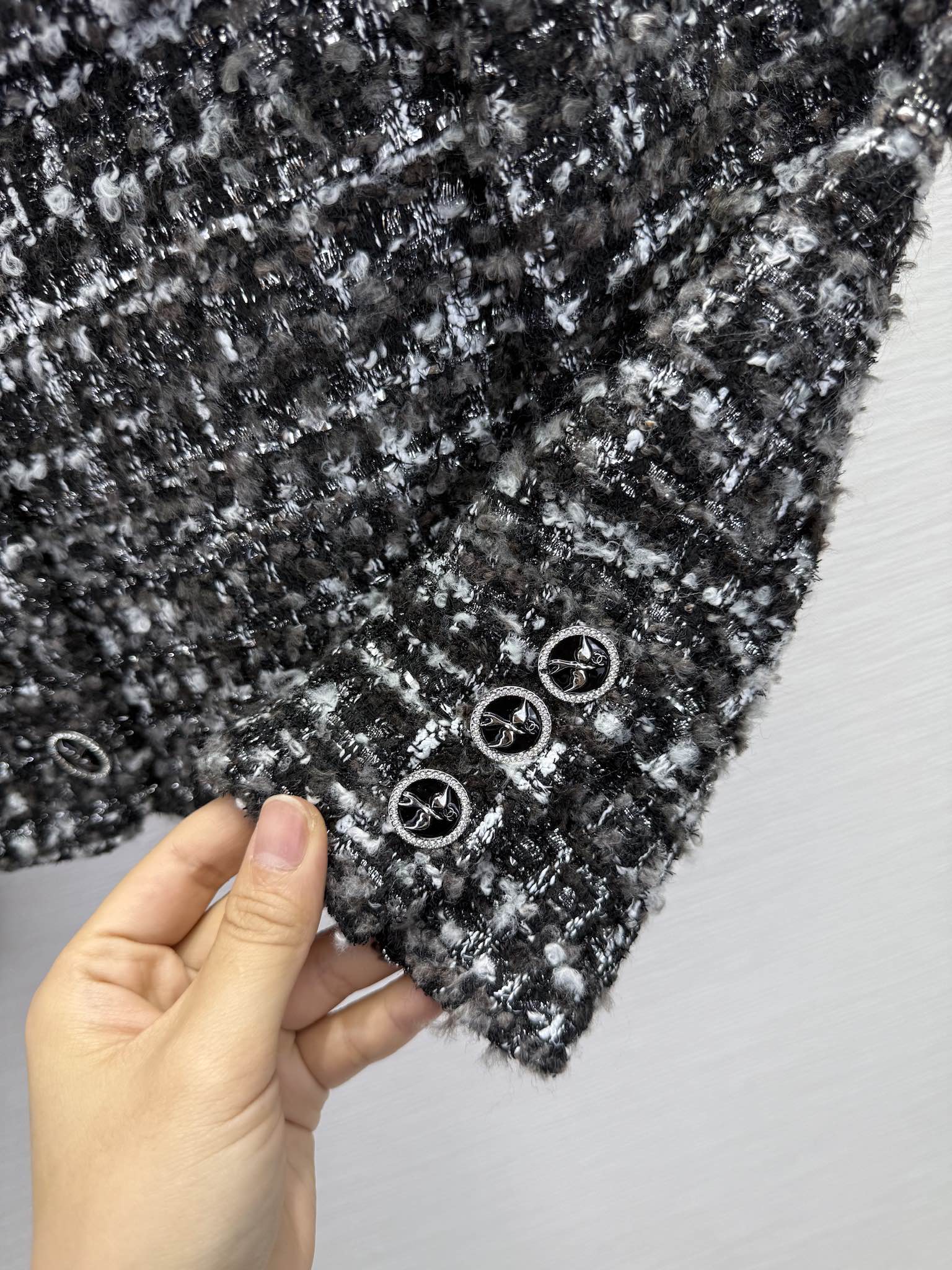 Chanel 25 Jacket Black White Wool 313875