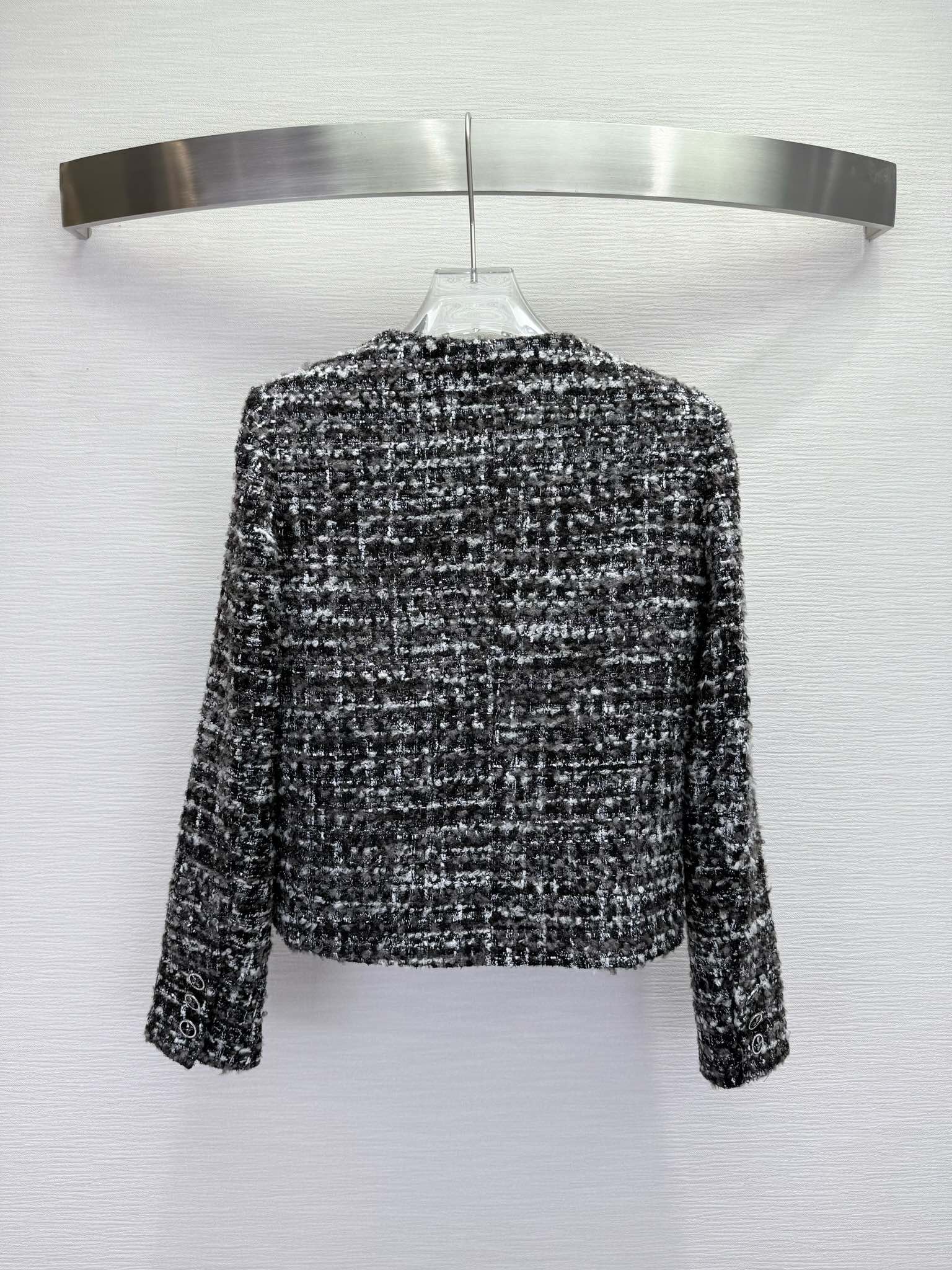 Chanel 25 Jacket Black White Wool 313875