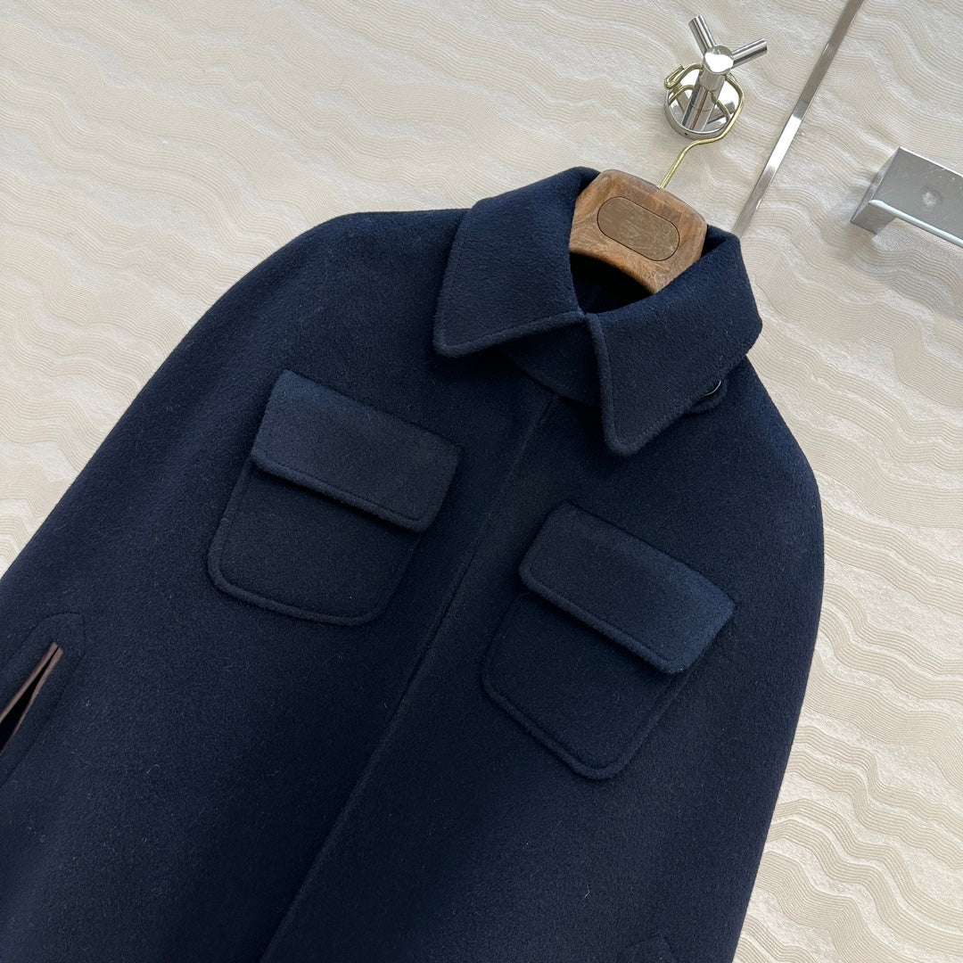 LP 25 Gilda Cape Navy Blue Cashmere Wool 314026