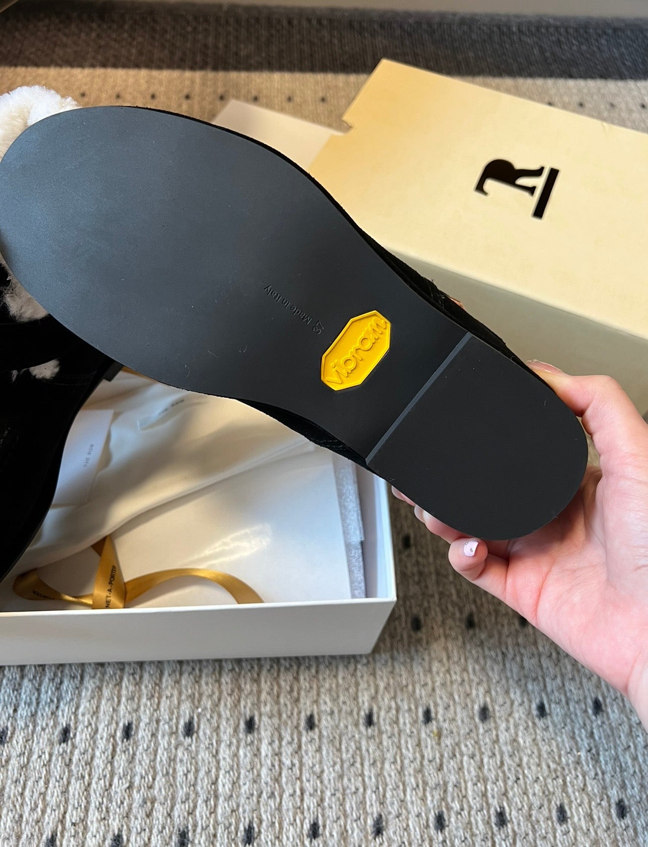 The Row 2025 Ankle Boot Black White Suede Wool 561620