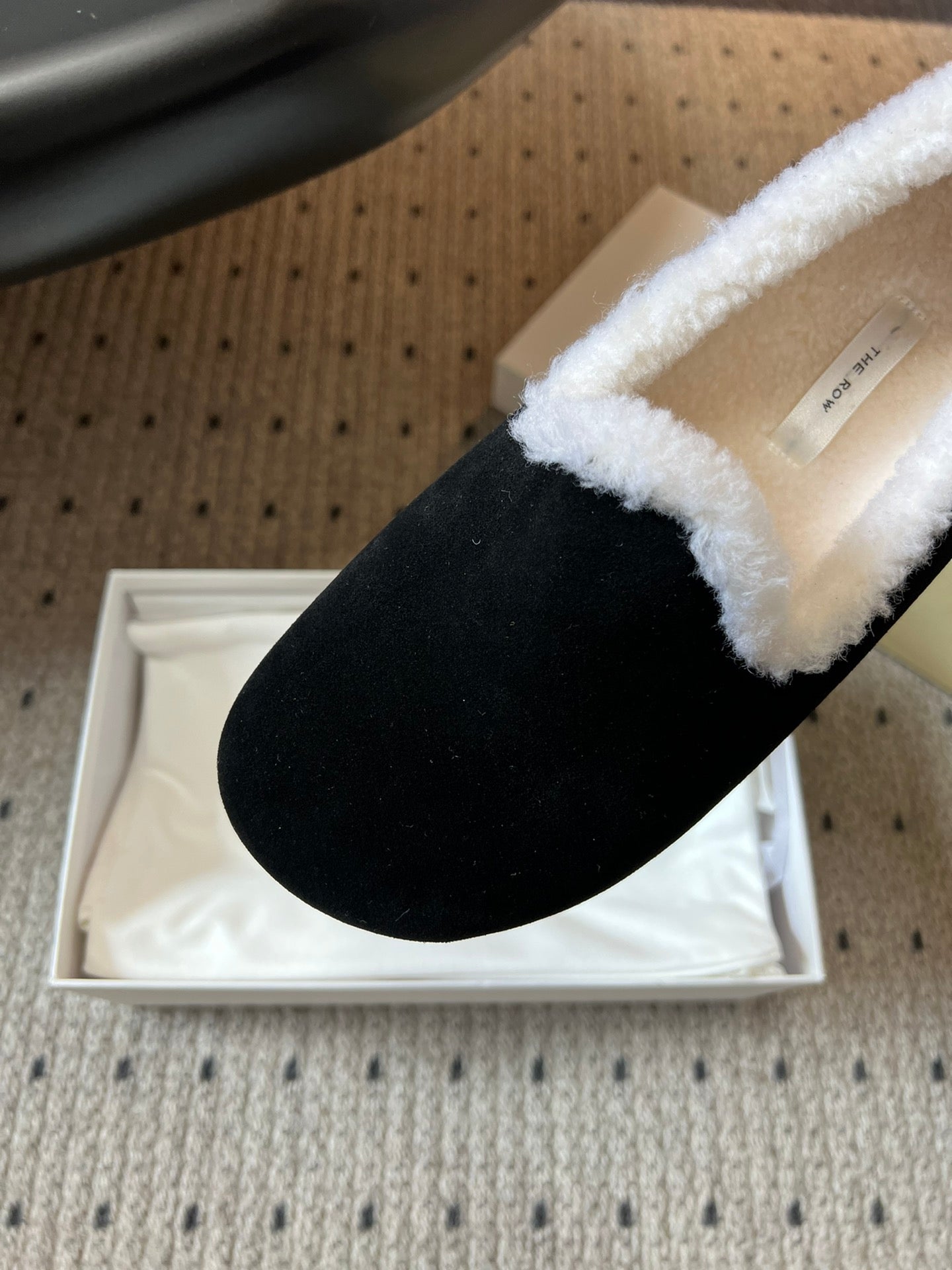 The Row 2025 Loafer Black White Suede Wool 561630