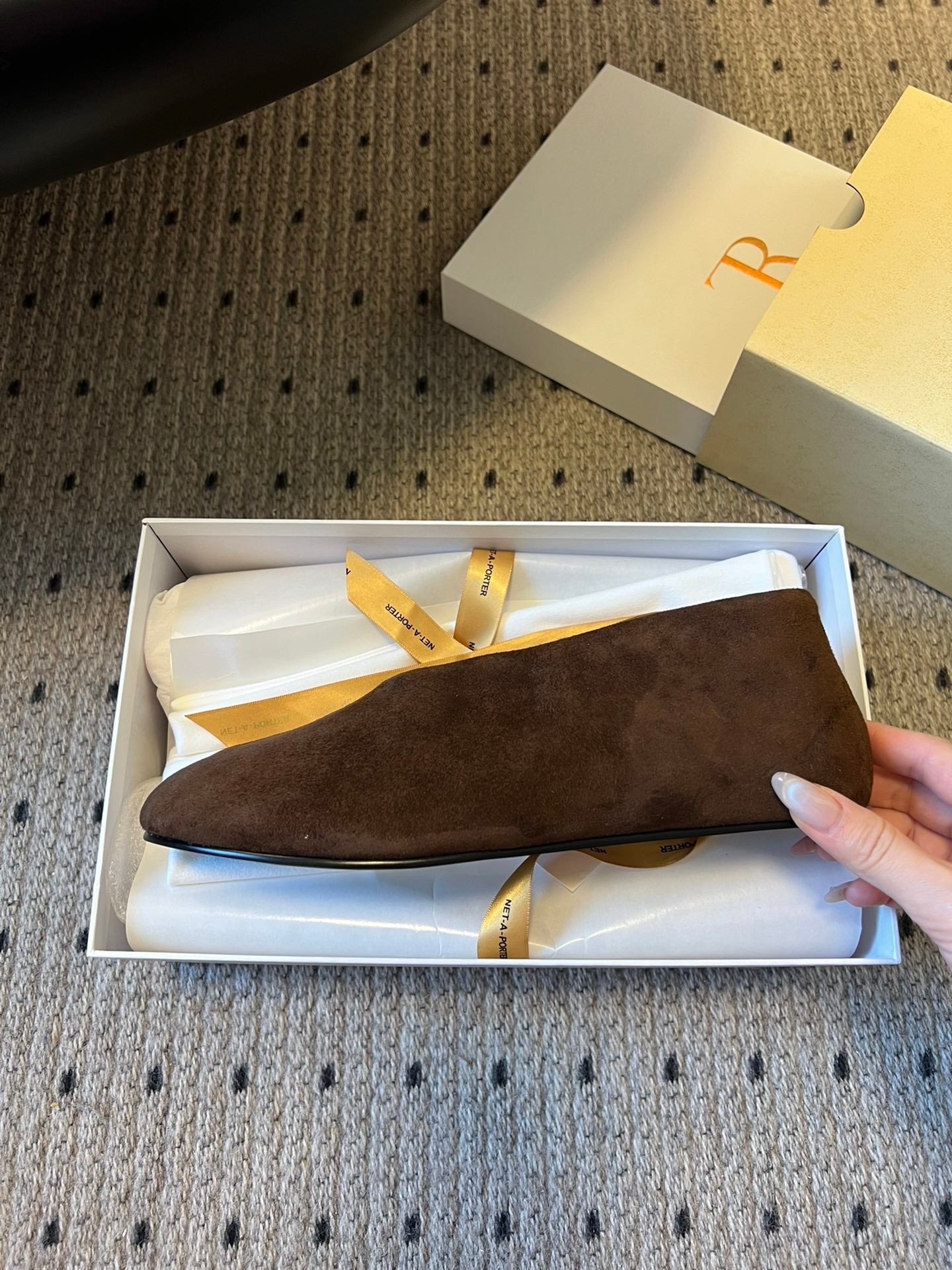 The Row 2025 Stella slip-on Shoe Brown Suede Wool 561642