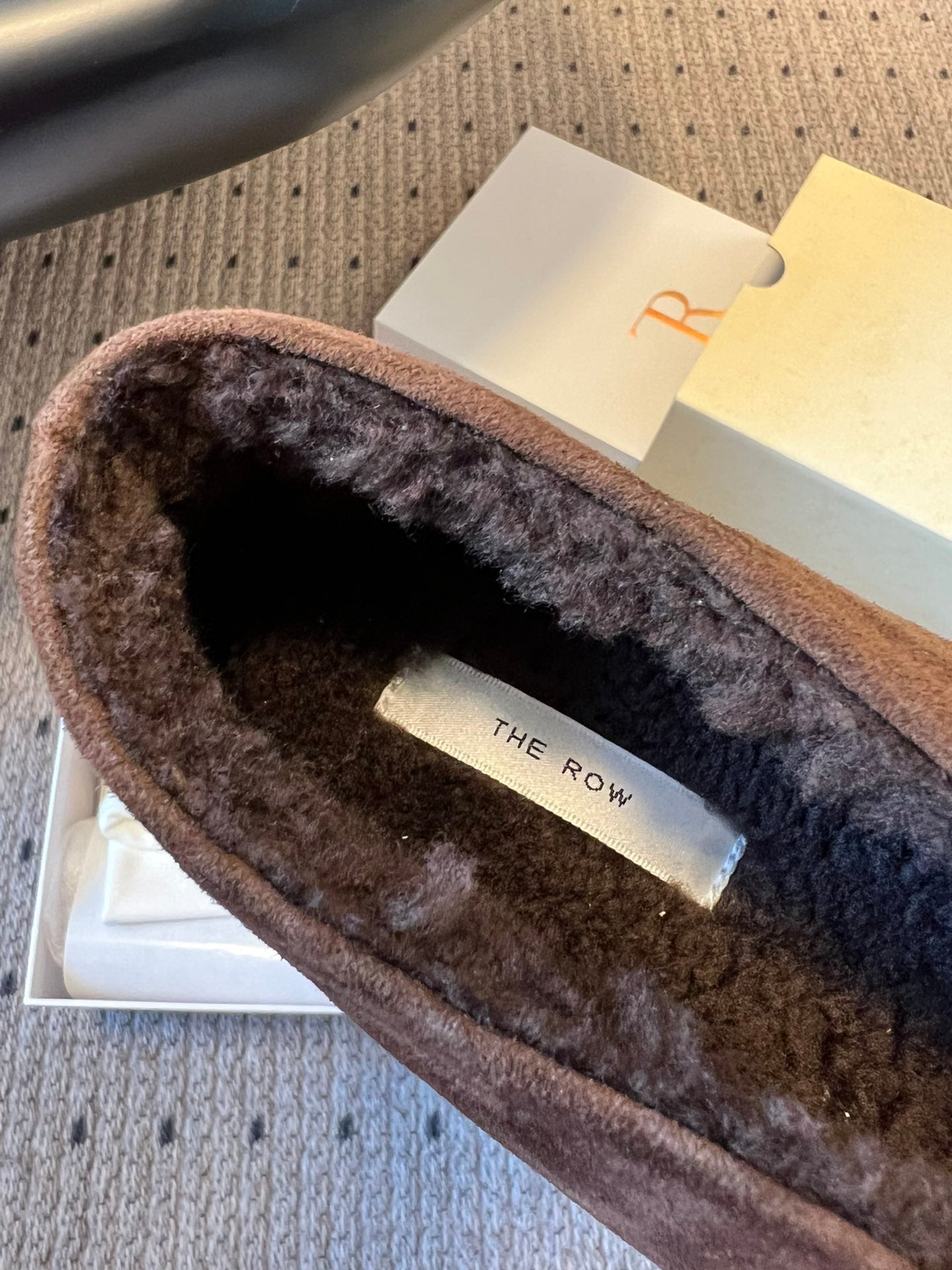 The Row 2025 Stella slip-on Shoe Brown Suede Wool 561642