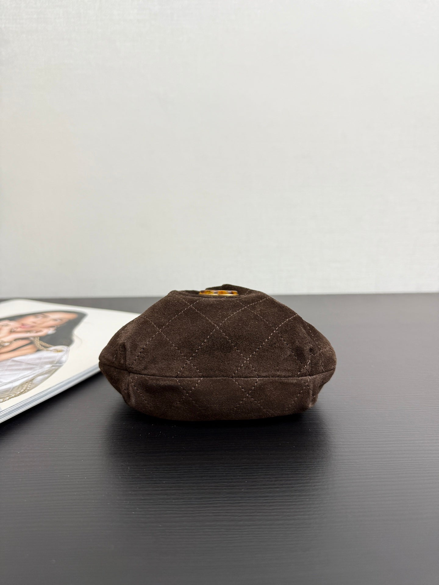 Chanel 2026 Pouch 24cm Brown Tortoiseshell Suede Effect Plexi