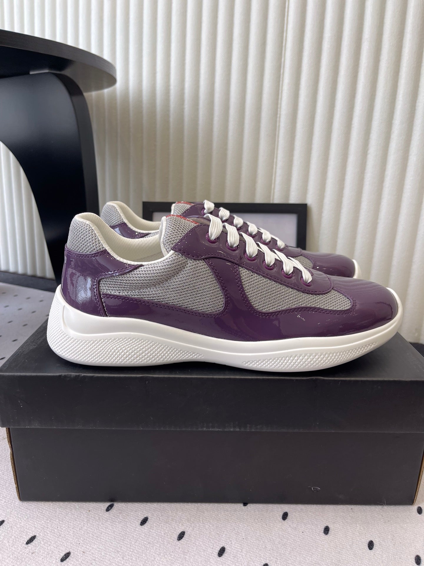 Pra 2025 Sneaker Purple mix Gray Patent Leather Mesh 554579