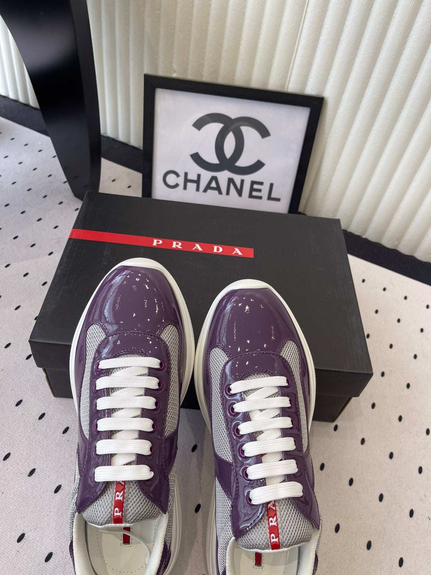 Pra 2025 Sneaker Purple mix Gray Patent Leather Mesh 554579