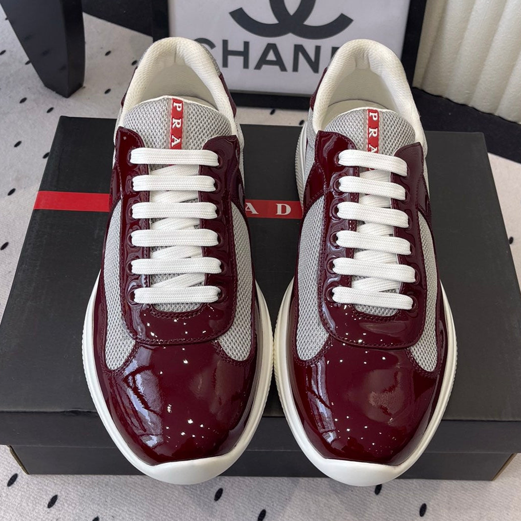 Pra 2025 Sneaker Burgundy Gray Patent Leather Mesh 554585