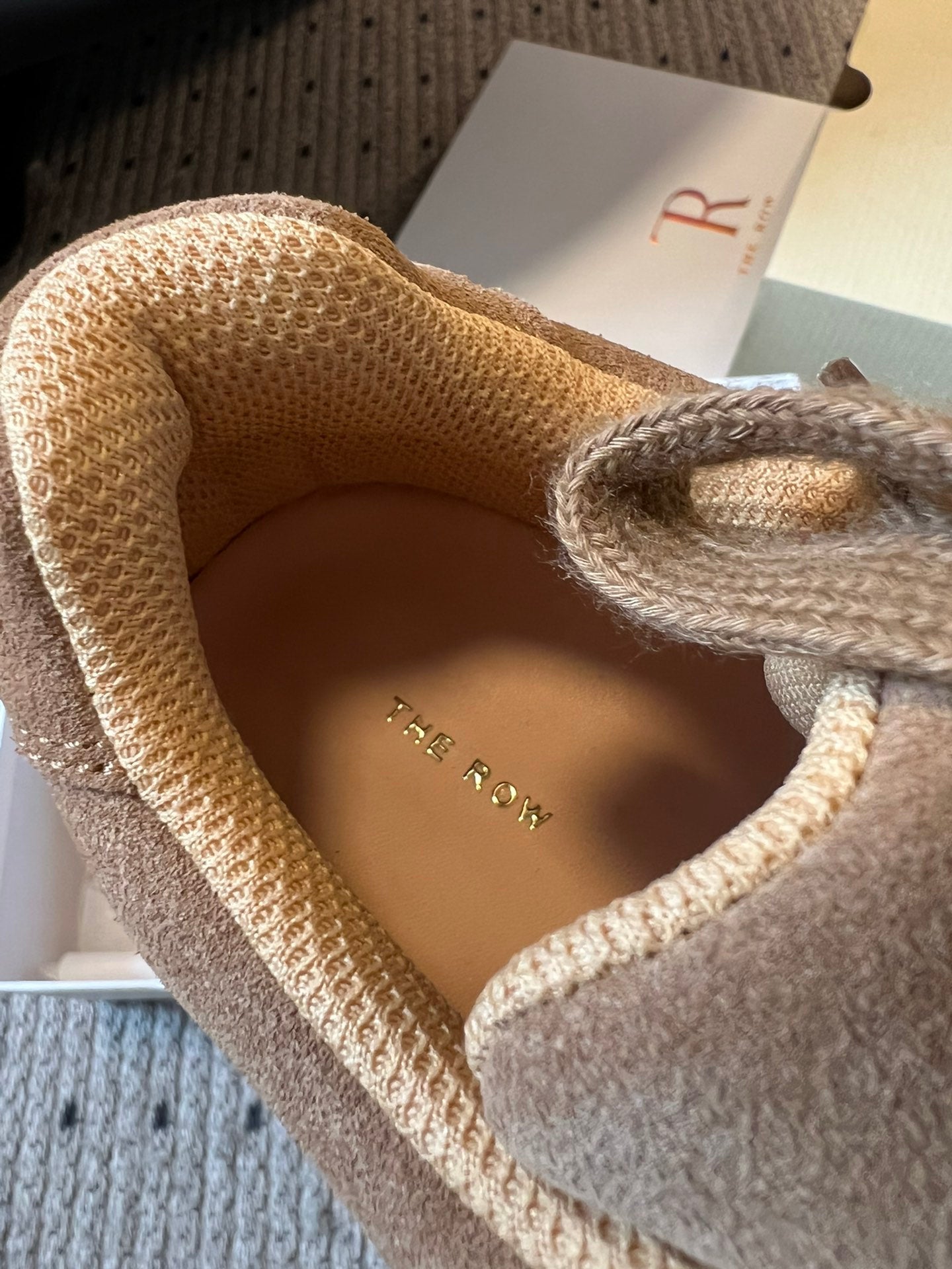 The Row 2025 Smiley Face Sneaker Tan Suede 561651