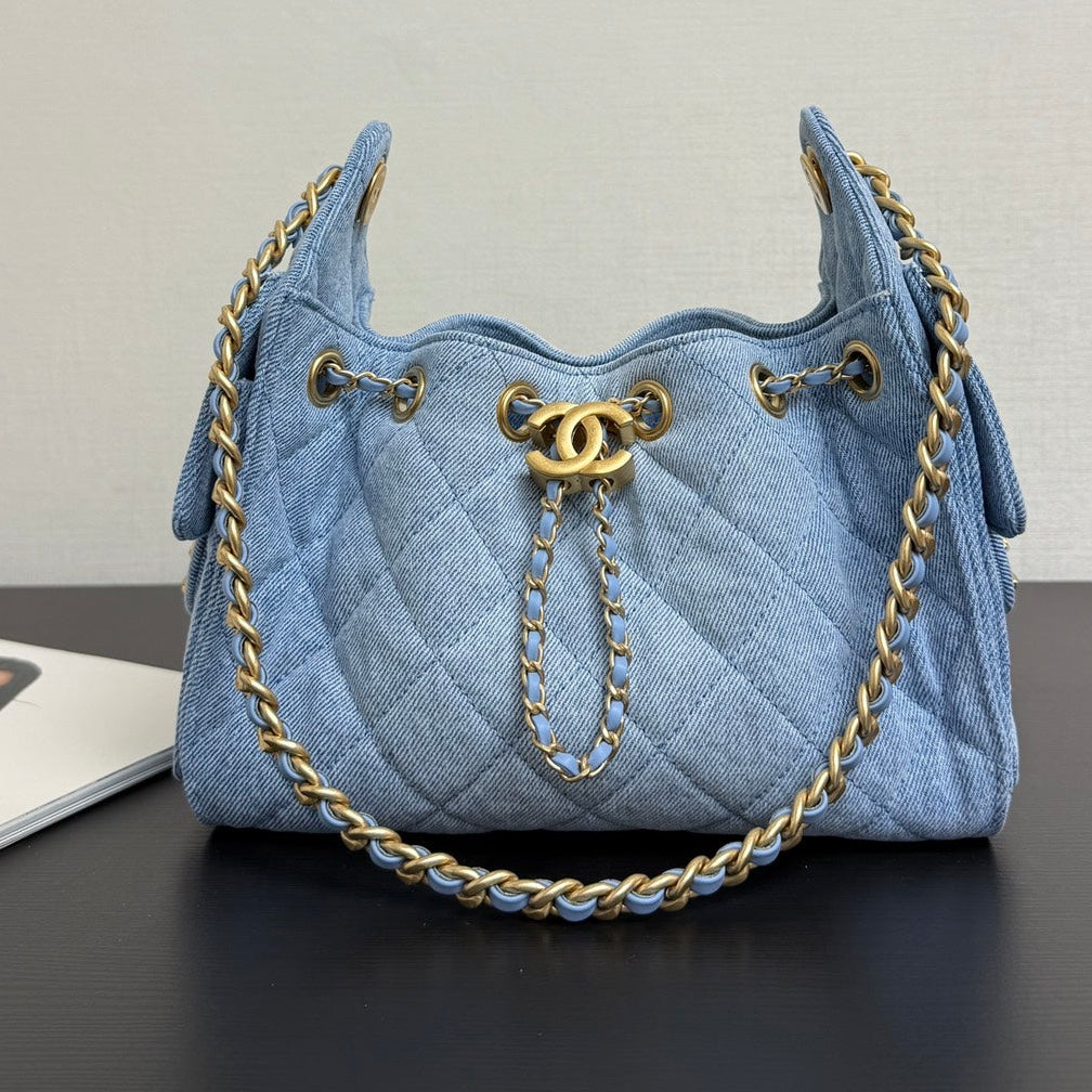 Chanel 25 Hobo Bag 22cm Blue Denim