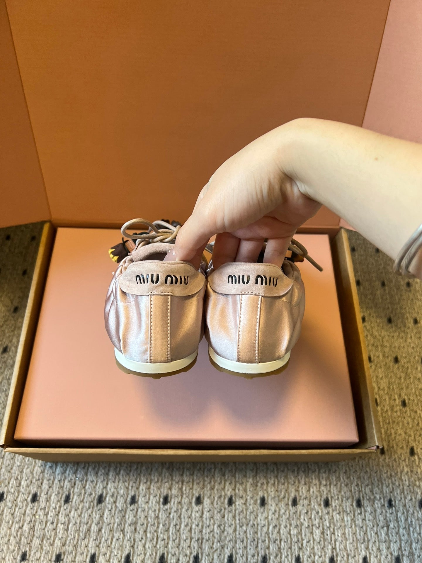 Miu Miu 2026  Plume Sneaker With Floral Charm Pink Satin 621345