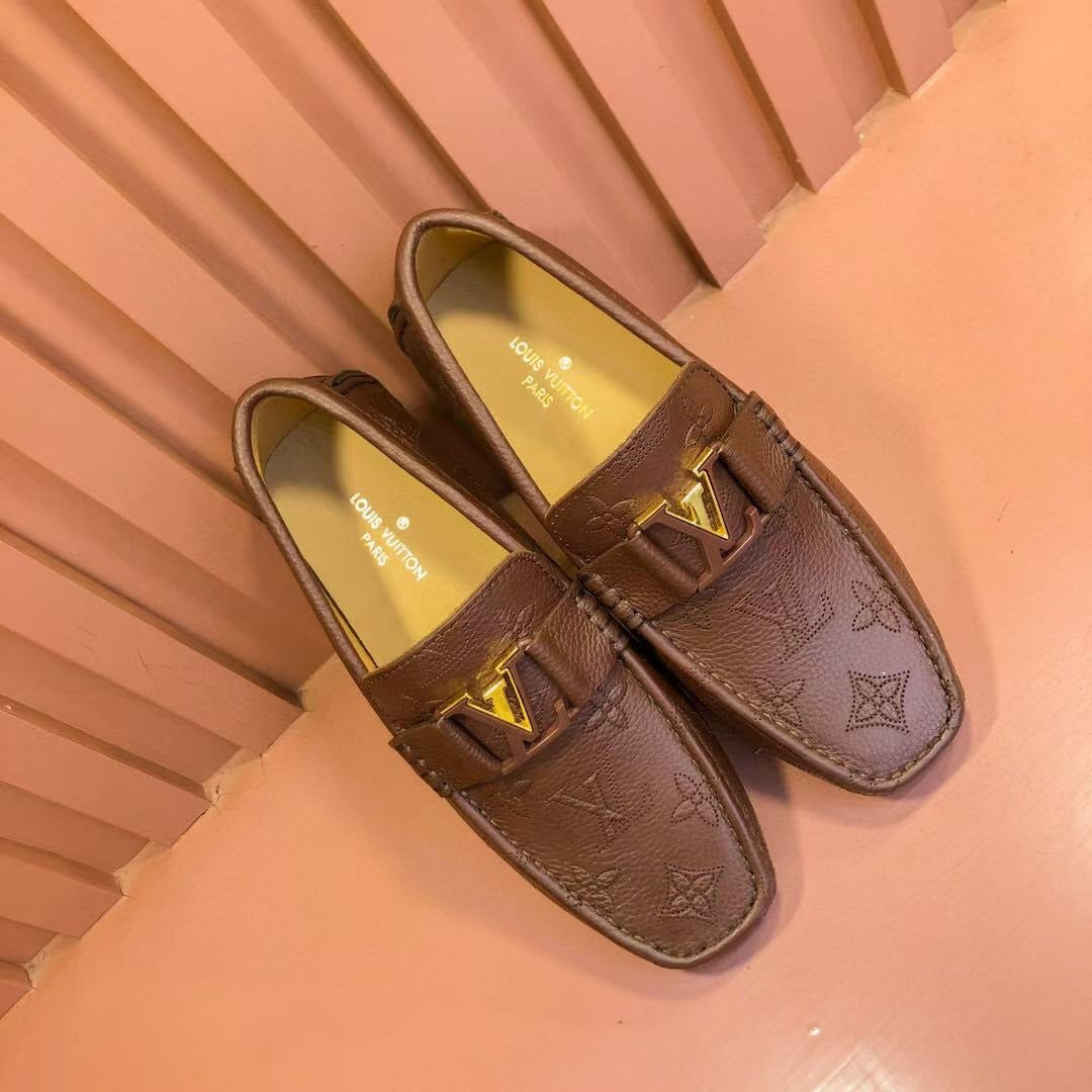 LV Moccasin Brown Monogram Cowhide