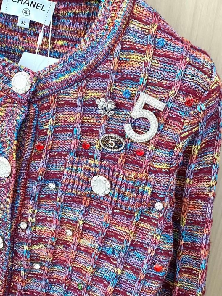 Chanel 2025 Cardigan Pink mix Colors Wool