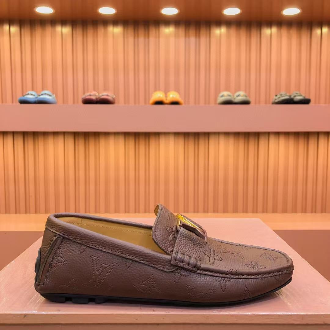 LV Moccasin Brown Monogram Cowhide
