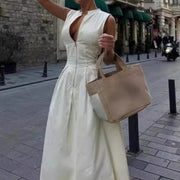 Robe Maxi Élégante en Fibre de Coton et Lin