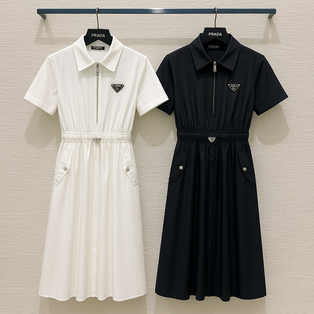 Prada 2025 Shirt Dress Black and White Cotton