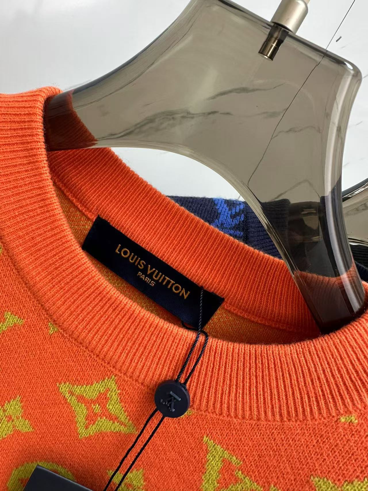 LV Orange Monogram Knit Crew Neck Sweatshirt