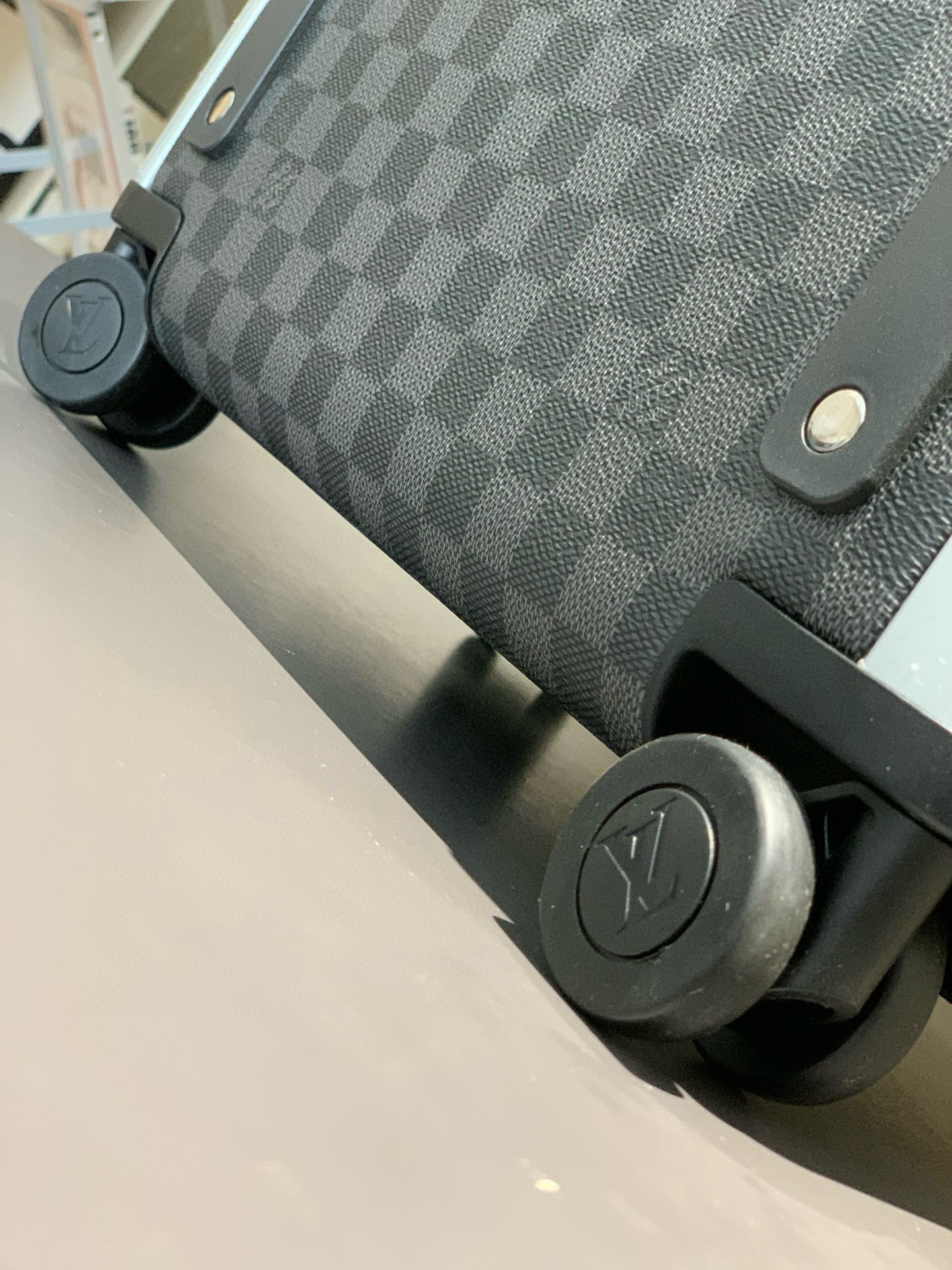 Louis Vuitton Horizon 55 Suitcase Gray Black Leather