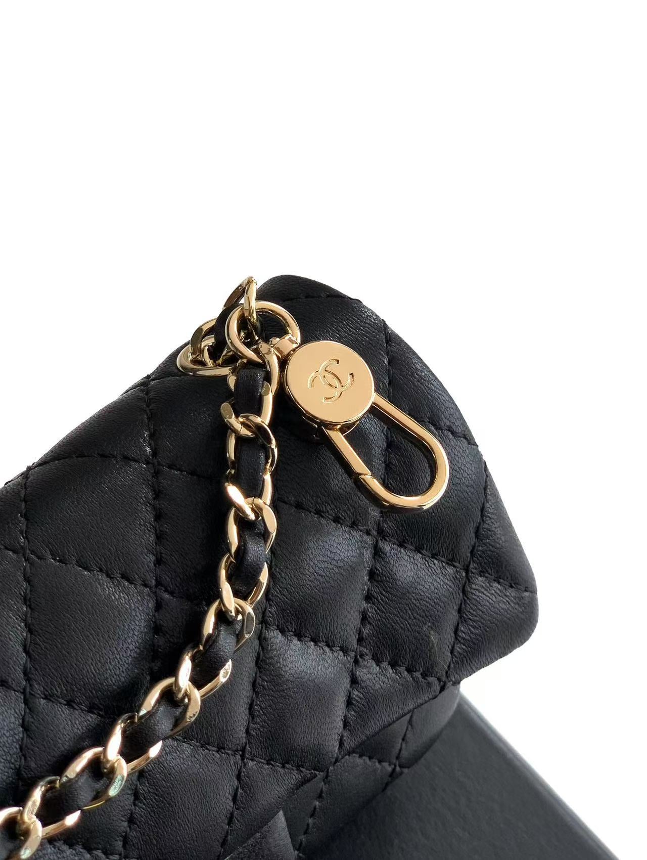 Chanel Bag 12.5cm Black Gold Lambskin