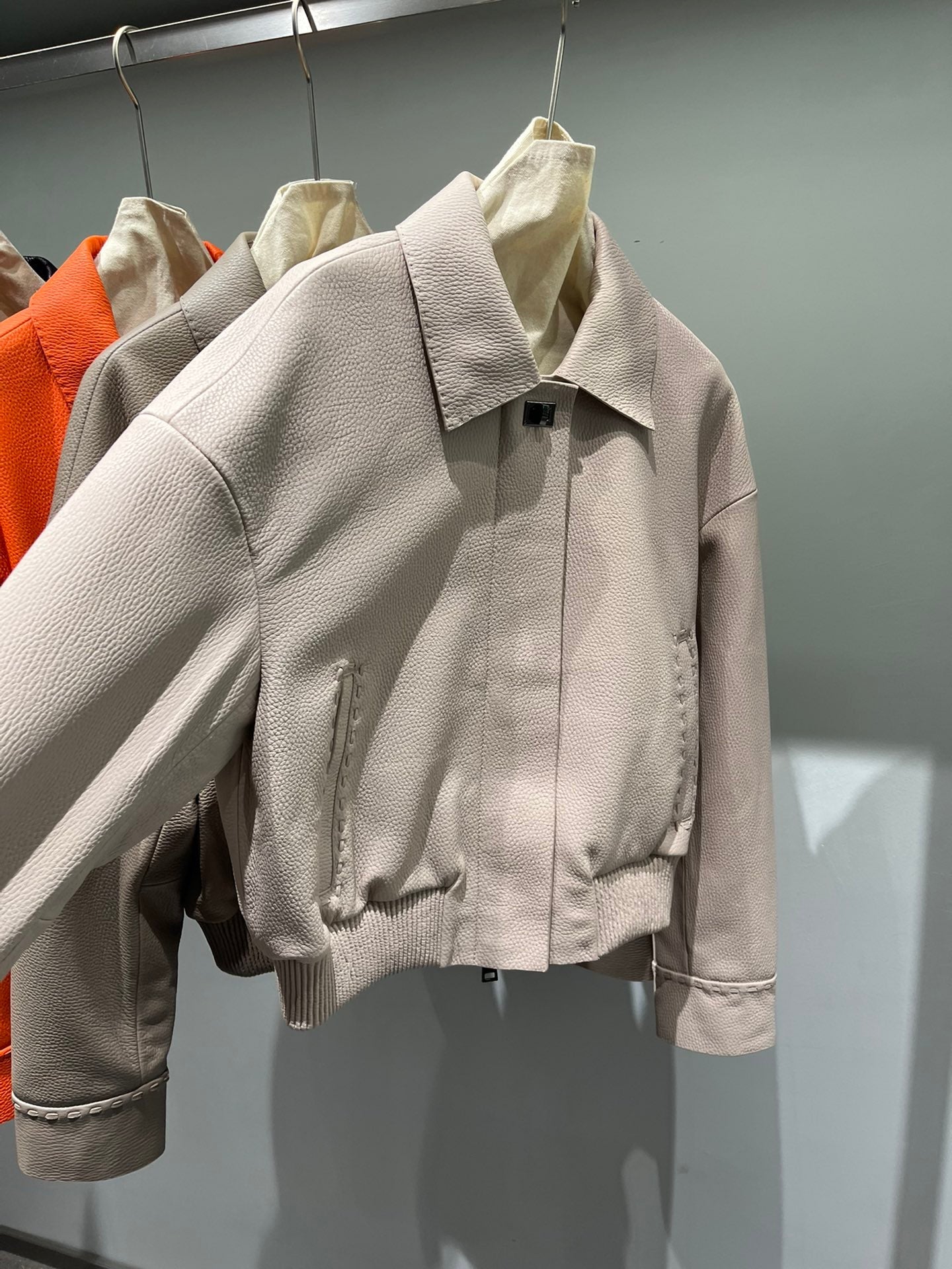 Fendi 25 Leather Jacket Light Camel 0019