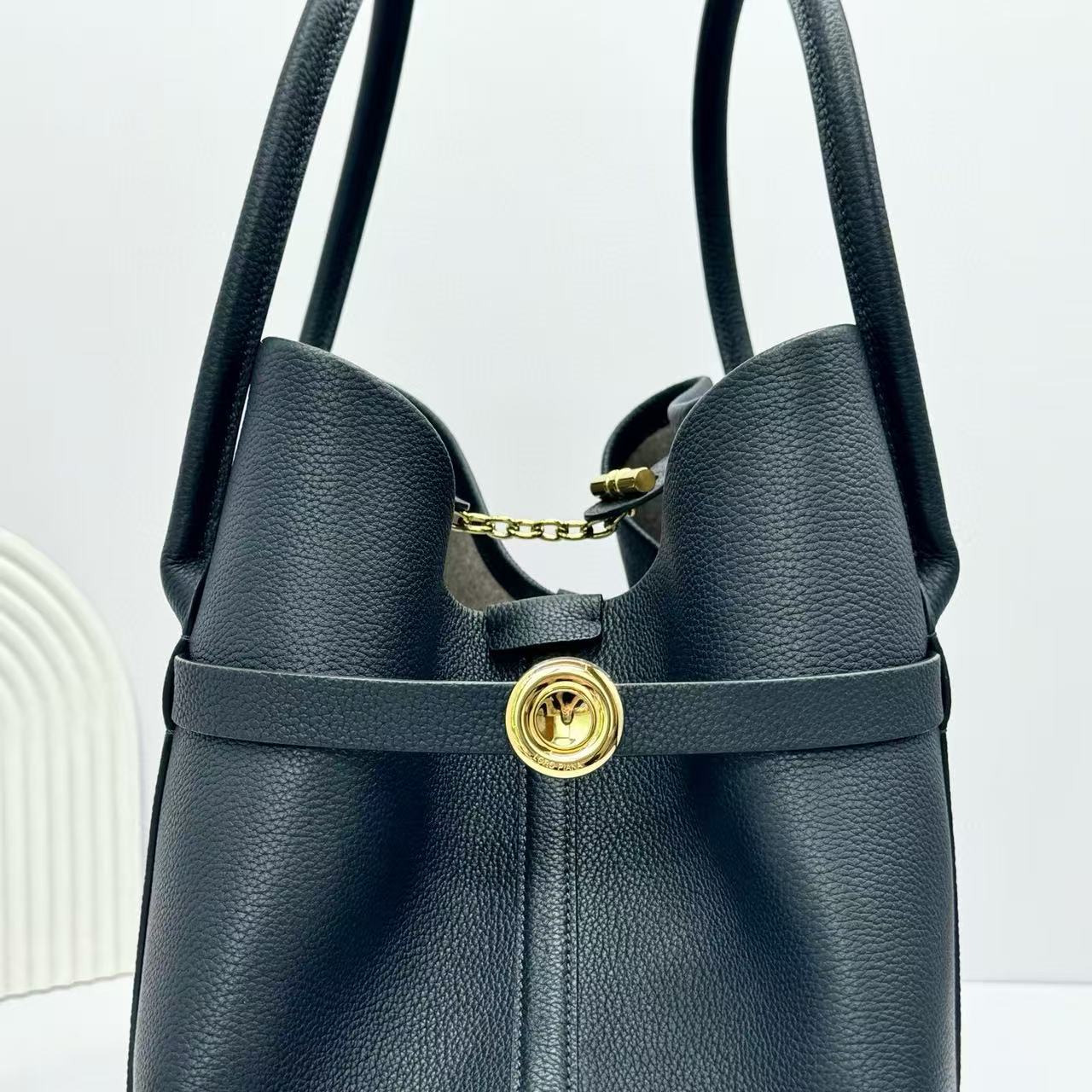 Loro Piana Ghiera Tote 40cm Bag Deep Blue Calfskin