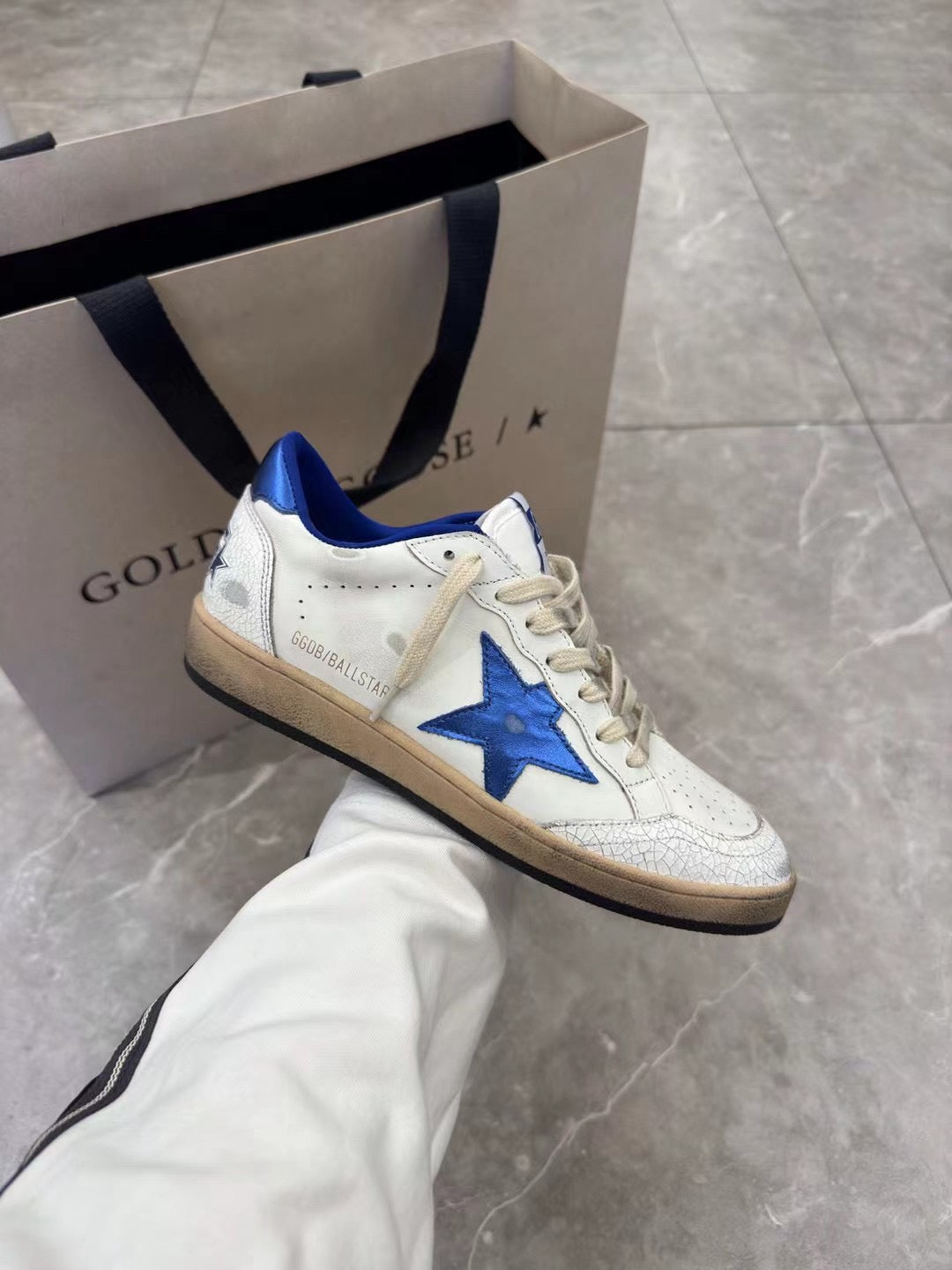 Golden Goose 25 Star Sneakers White Blue Sheepskin
