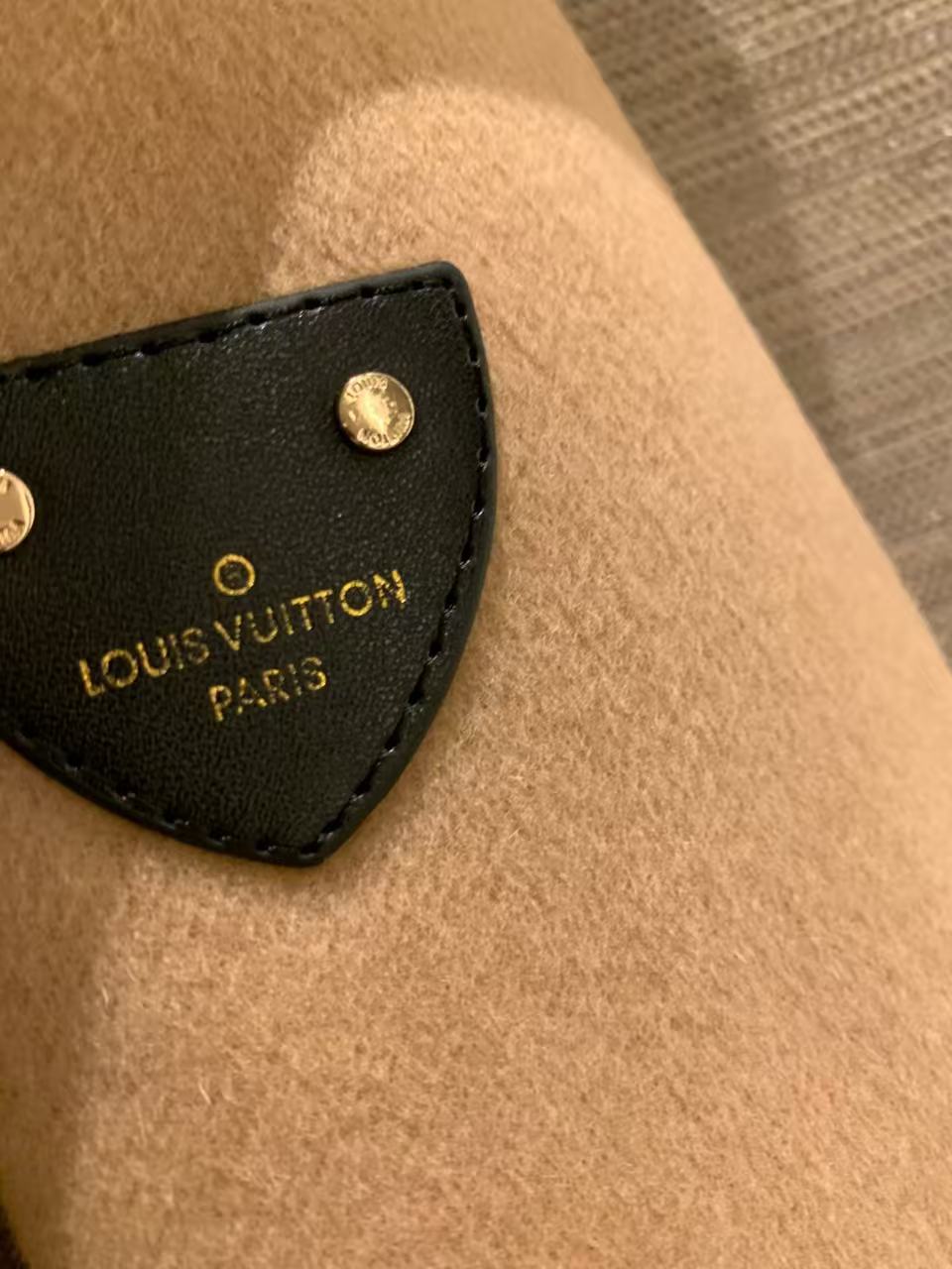 LV25 Reversible Signature Hooded Wrap Coat Beige mix Light Pink Wool Silk Blend