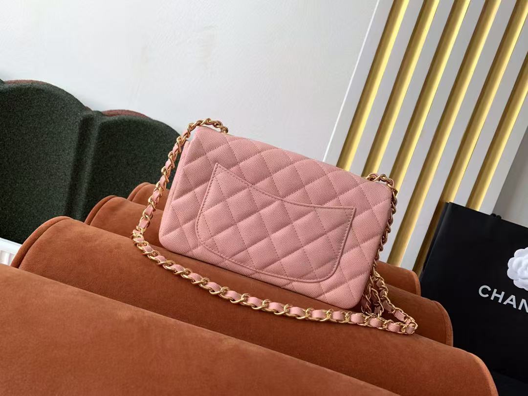 Chanel 25 Flap Bag 20cm Pink With Gold-tone Hardware Caviar Leather