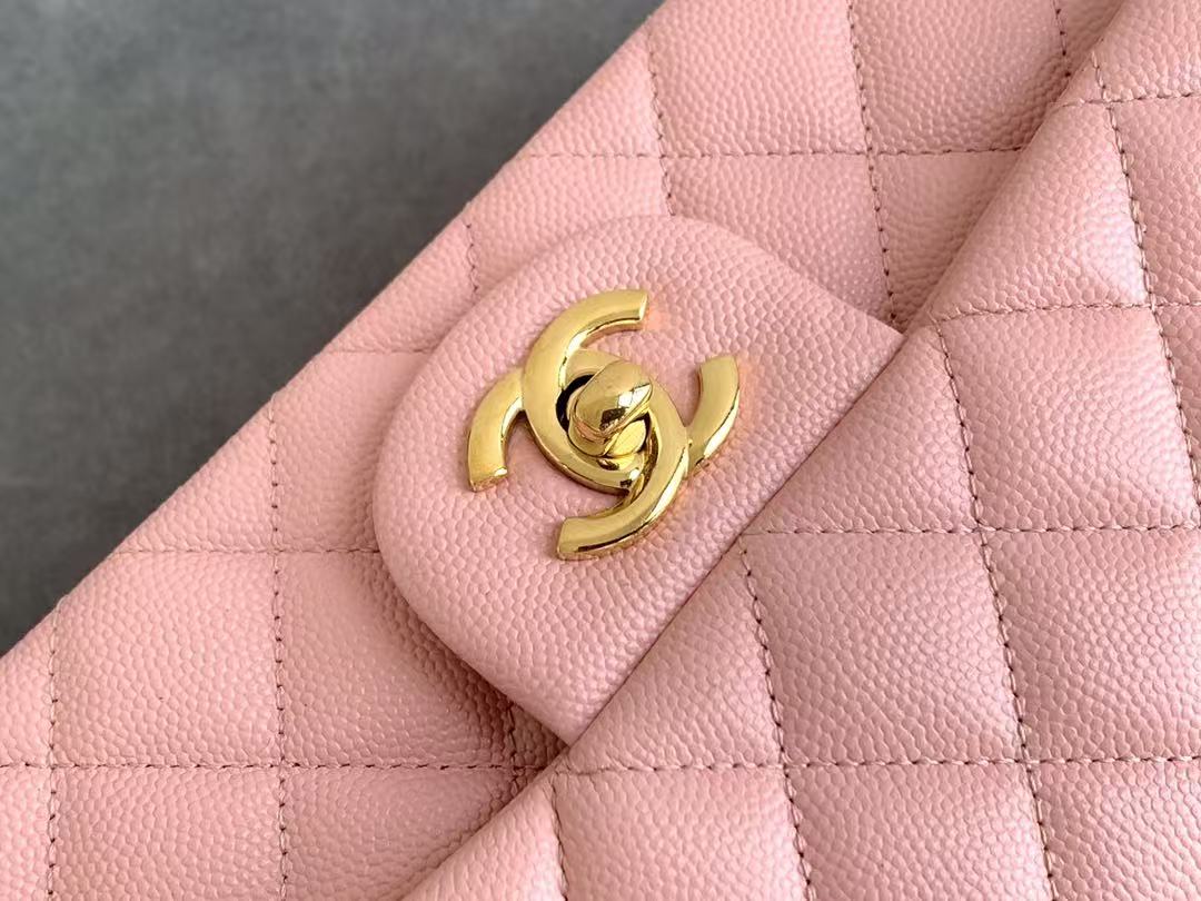 Chanel 25 Flap Bag 20cm Pink With Gold-tone Hardware Caviar Leather