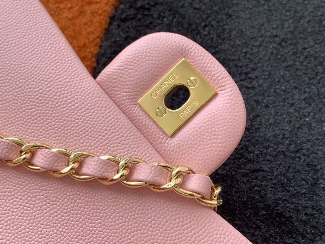 Chanel 25 Flap Bag 20cm Pink With Gold-tone Hardware Caviar Leather