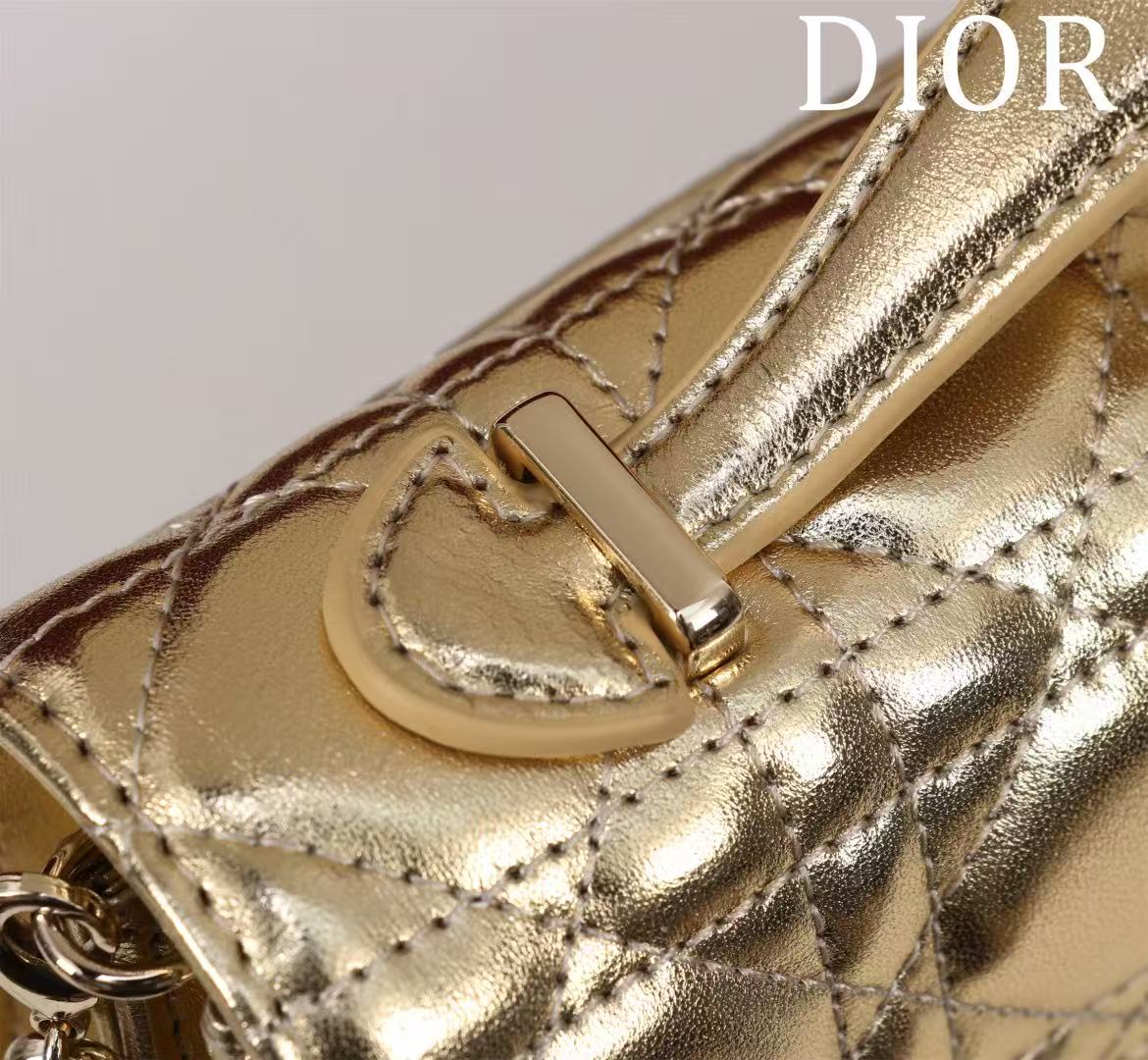 CD 25 Bag Gold Metalic Lambskin