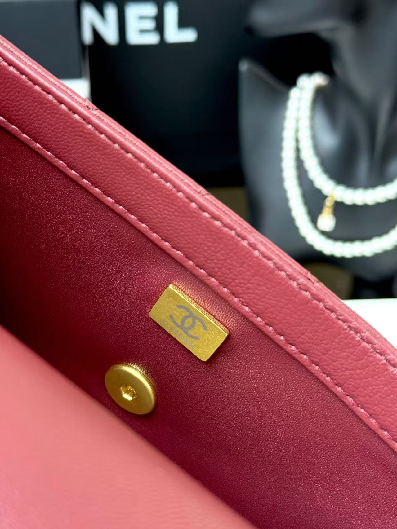 Chanel 2025 Mini Flap Bag 20cm Burgundy Lambskin