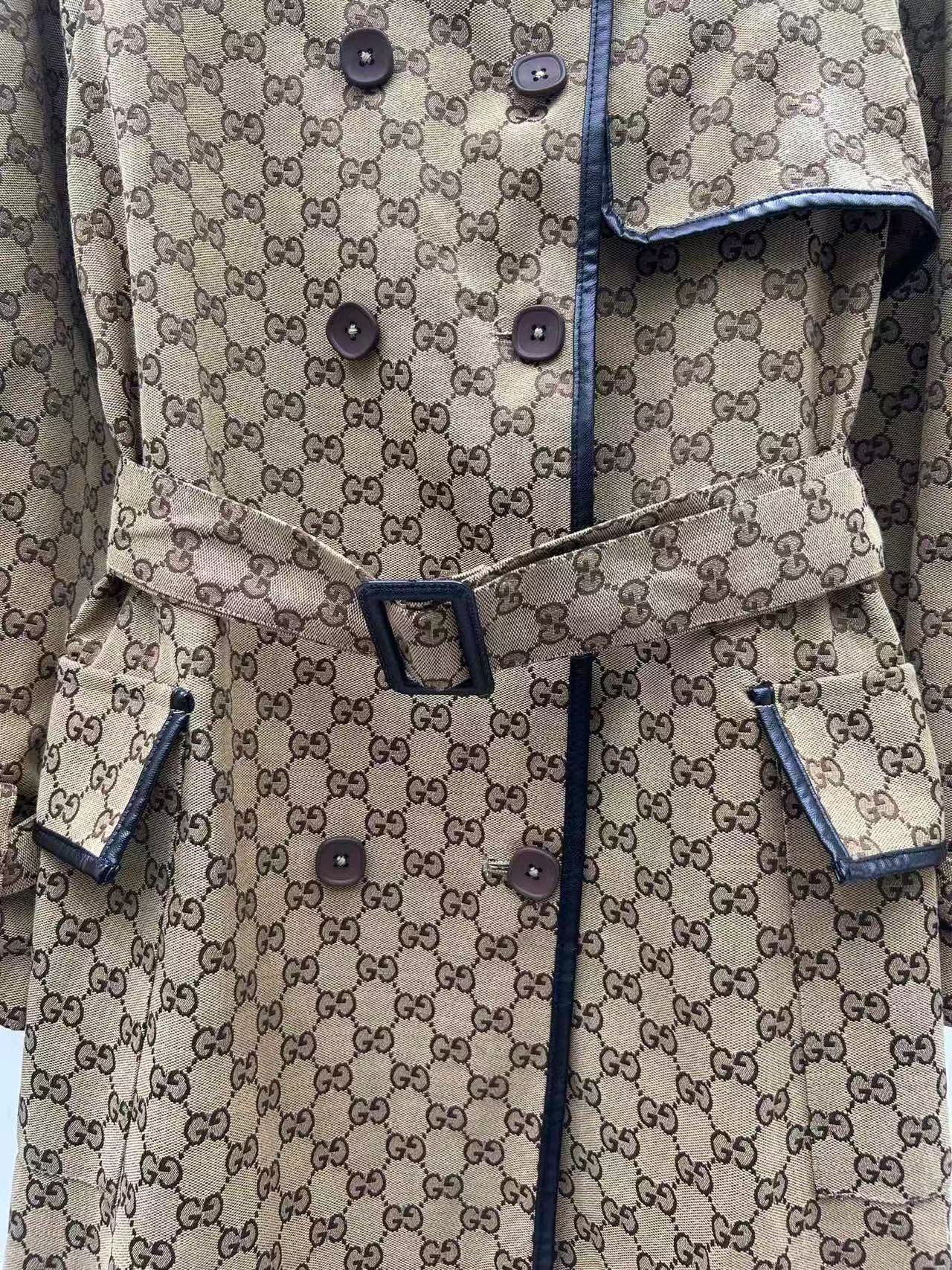 Gucci 2025 Trench Coat Beige Cotton Fabric
