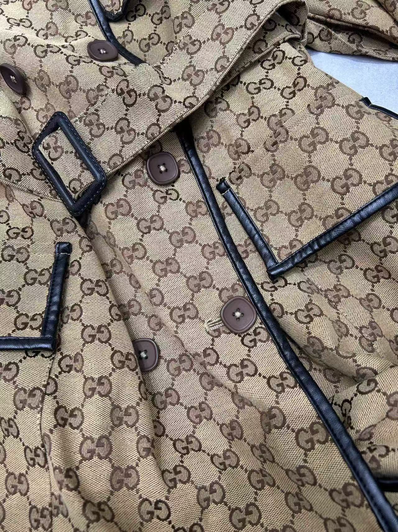 Gucci 2025 Trench Coat Beige Cotton Fabric