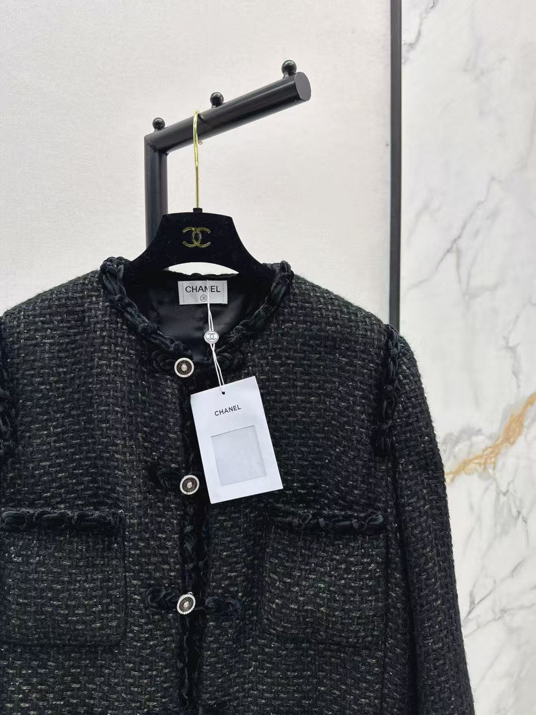 Chanel 2026 Jacket Black Tweed Wool