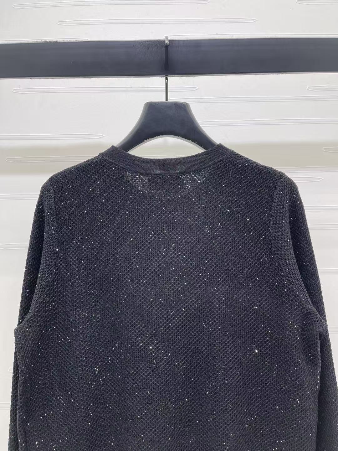 Chanel 2026 Sequined Crew Neck Knit Cardigan Silk Wool