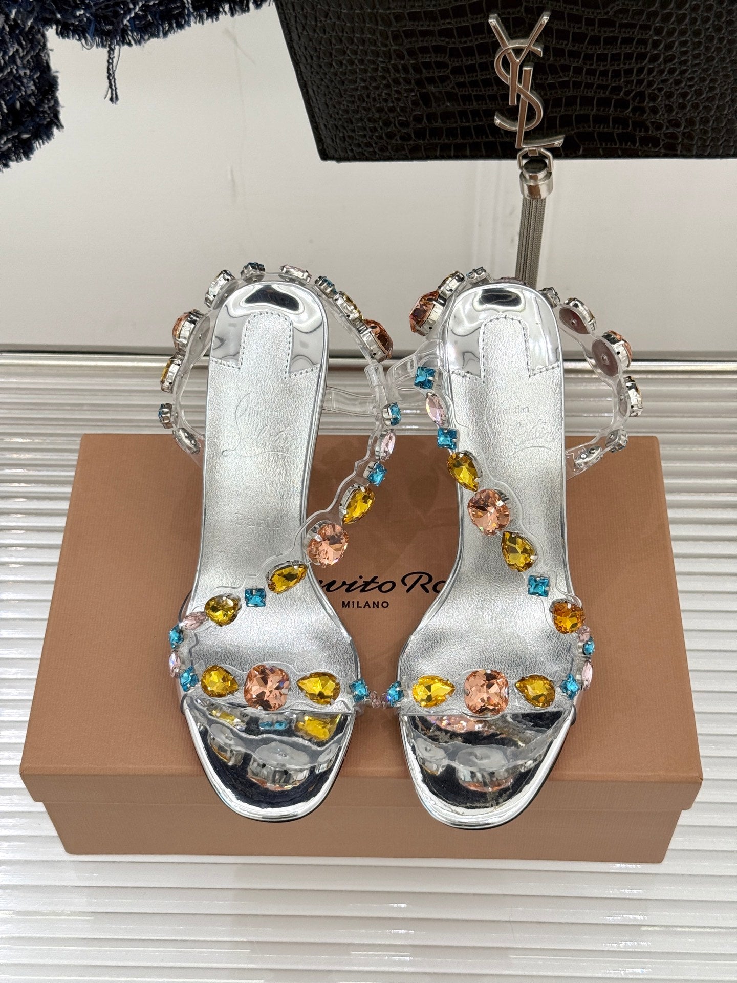 Christian Louboutin 2026 Rosa Z Jewel Heeled Sandal TPU Strass Calf Leather