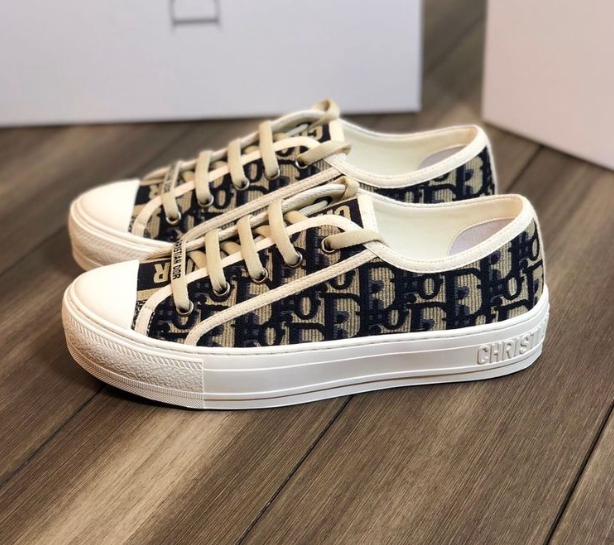 WALKN CD WHITE DEEP BLUE OBLIQUE EMBROIDERY CANVAS