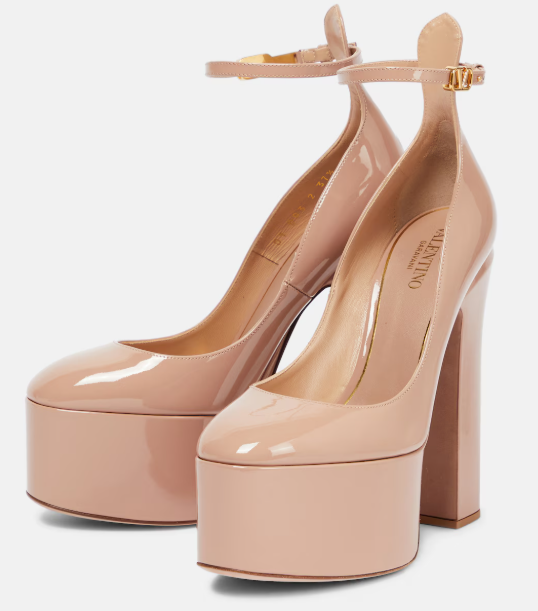 Valentino Garavani Tan-Go 155mm Platform Pumps Rose Cannelle Patent Leather