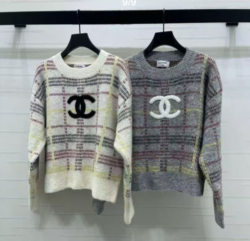 Chanel 2026 Plaid Pullover Long-sleeved Sweater Wool